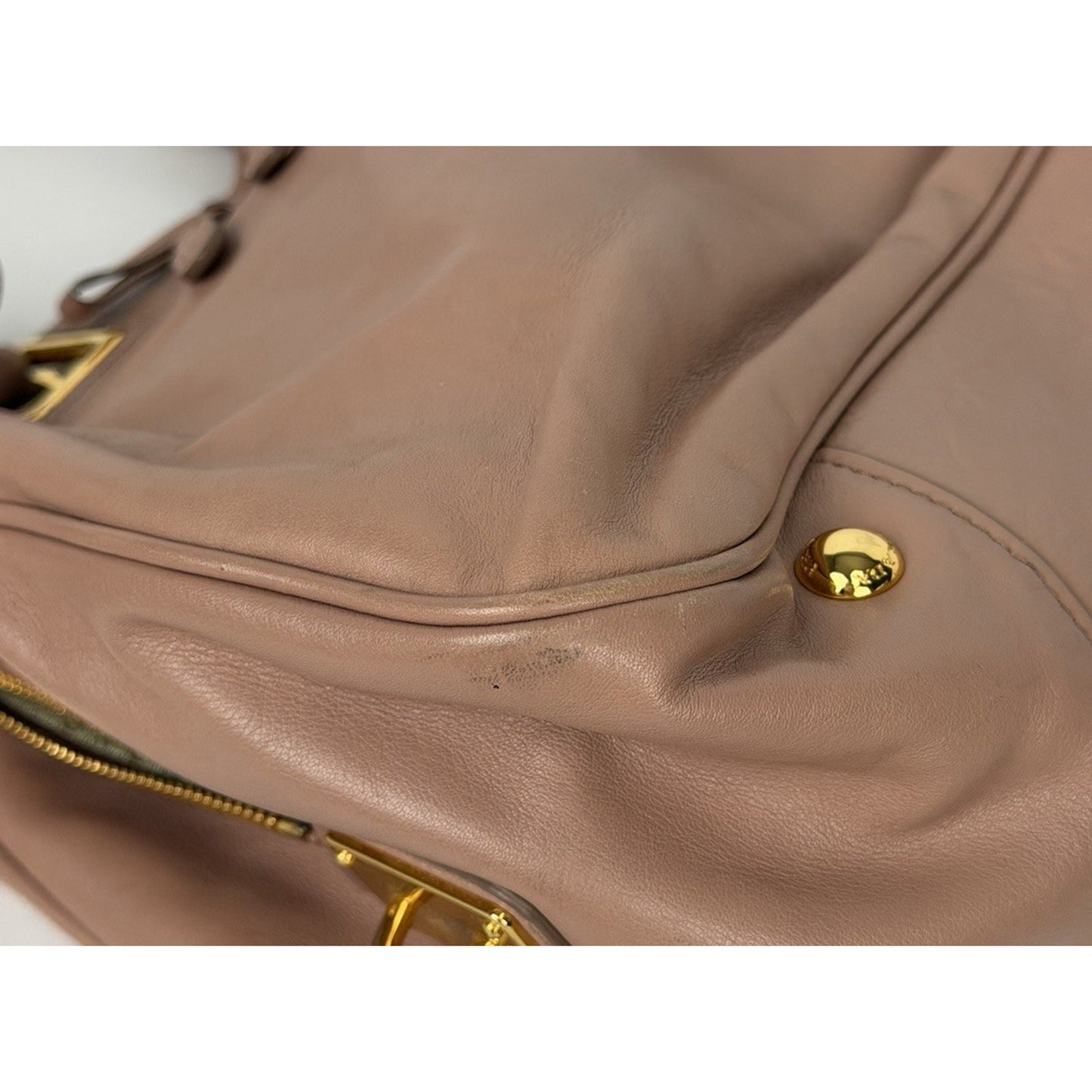 Prada Vitello Bow Satchel On Calf Leather Pink Handbag S05