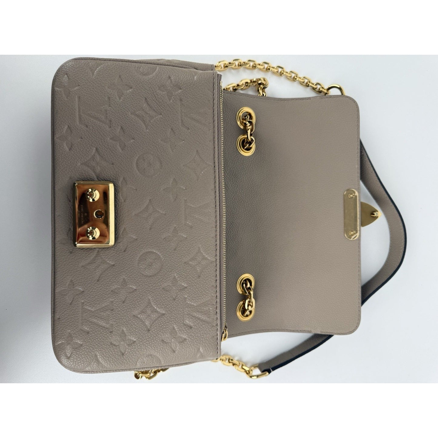 LOUIS VUITTON LV GHW Marceau Momogram Empreinte Beige Leather Shoulder Bag