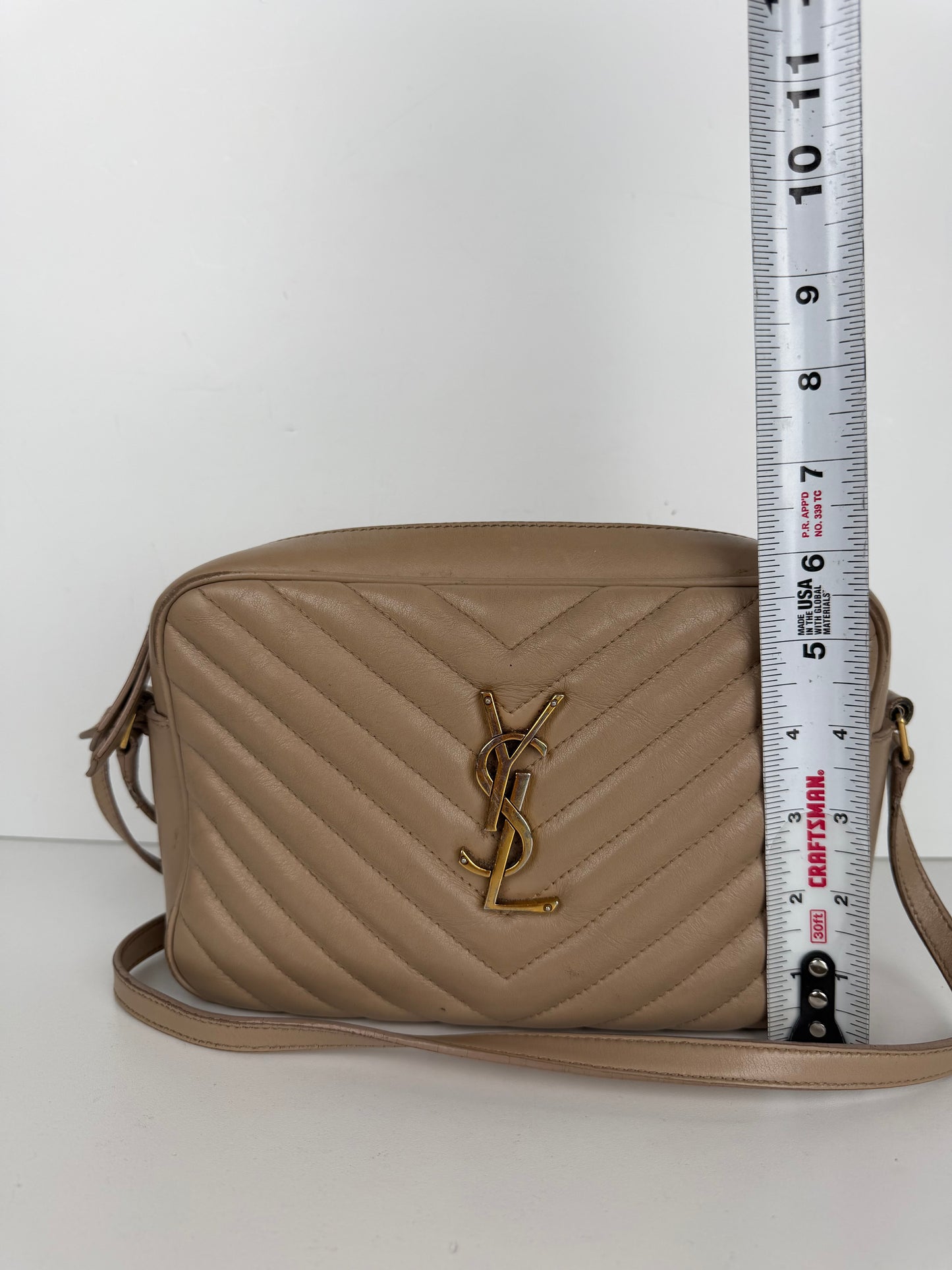 Saint Laurent Matelasse Monogram Lou Camera Bag Small in Beige Leather YS-08