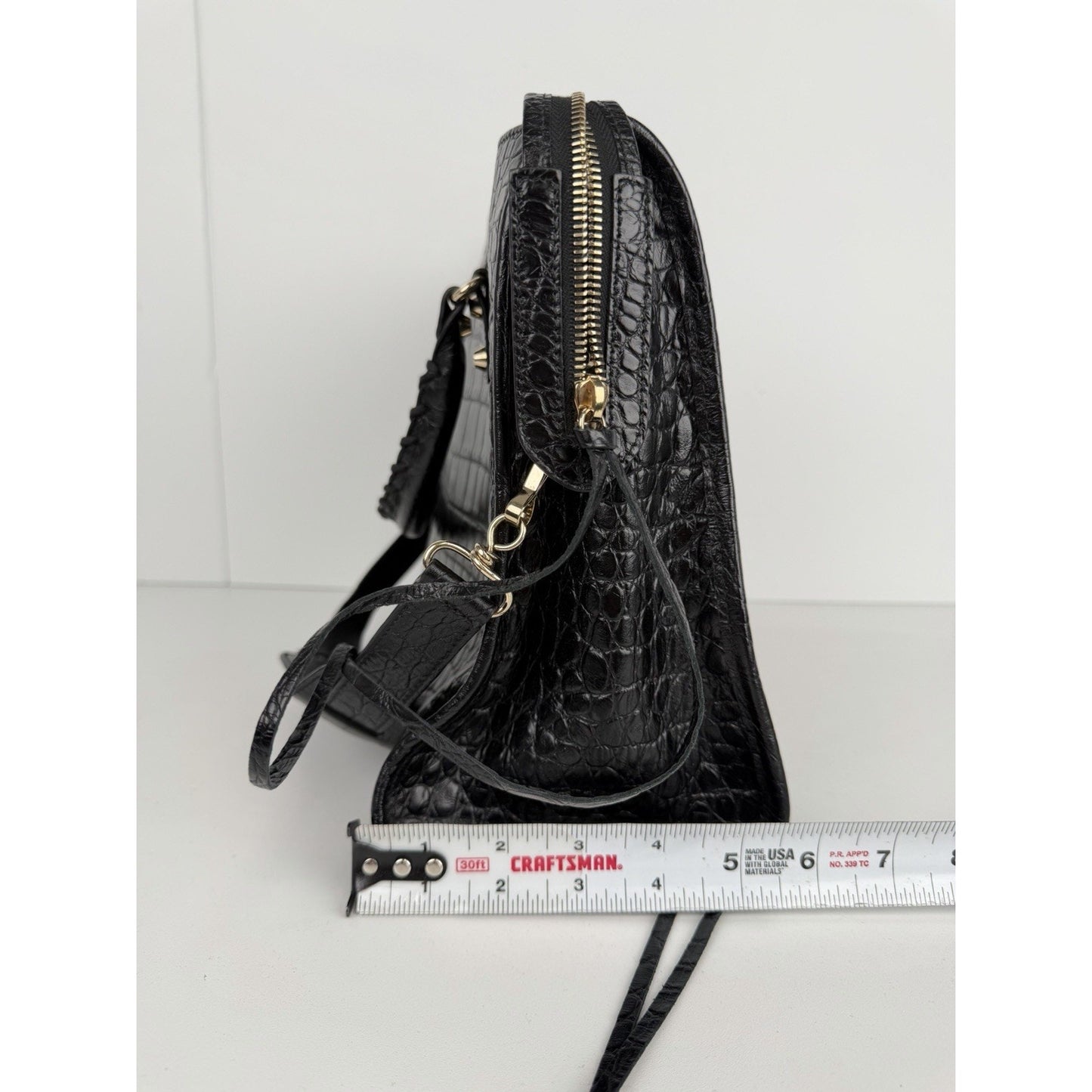 Balenciaga Le City Bag Medium in Black Crocodile-Embossed Leather C-7