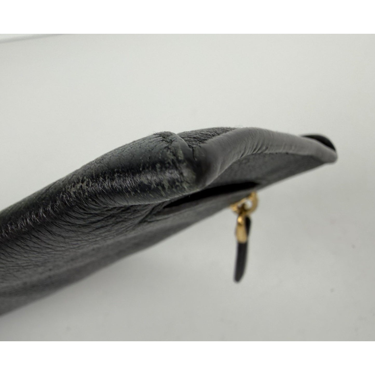 Prada Vitello Grain Envelope Wallet in Black Leather and Gold-Tone Hardware