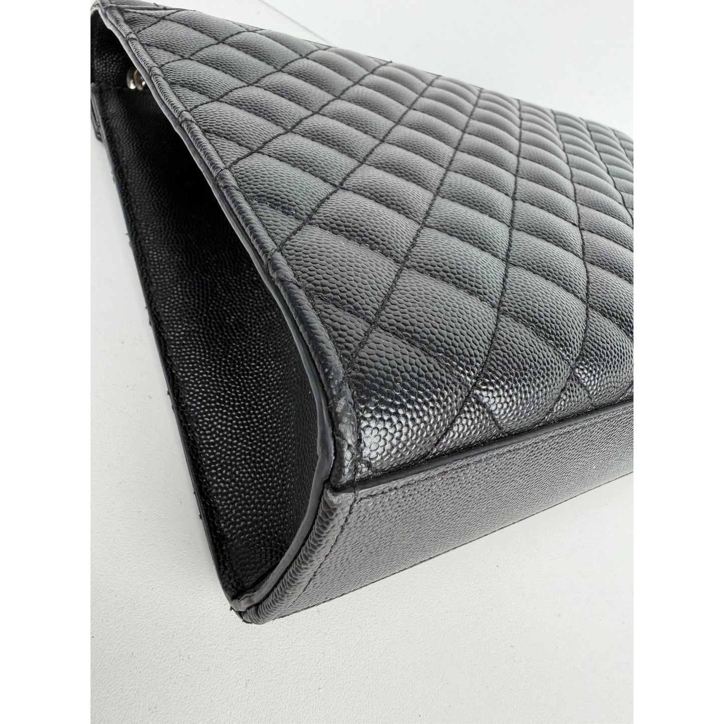 Saint Laurent Envelope Bag Large in Black Grain de Poudre Quilted Leather B1