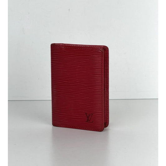 Louis Vuitton Pocket Organizer Card Holder Wallet Red Epi Leather 2005