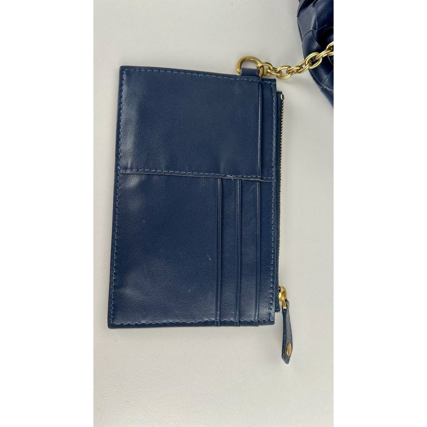 Bottega Veneta The Pouch Intrecciato Leather Blue