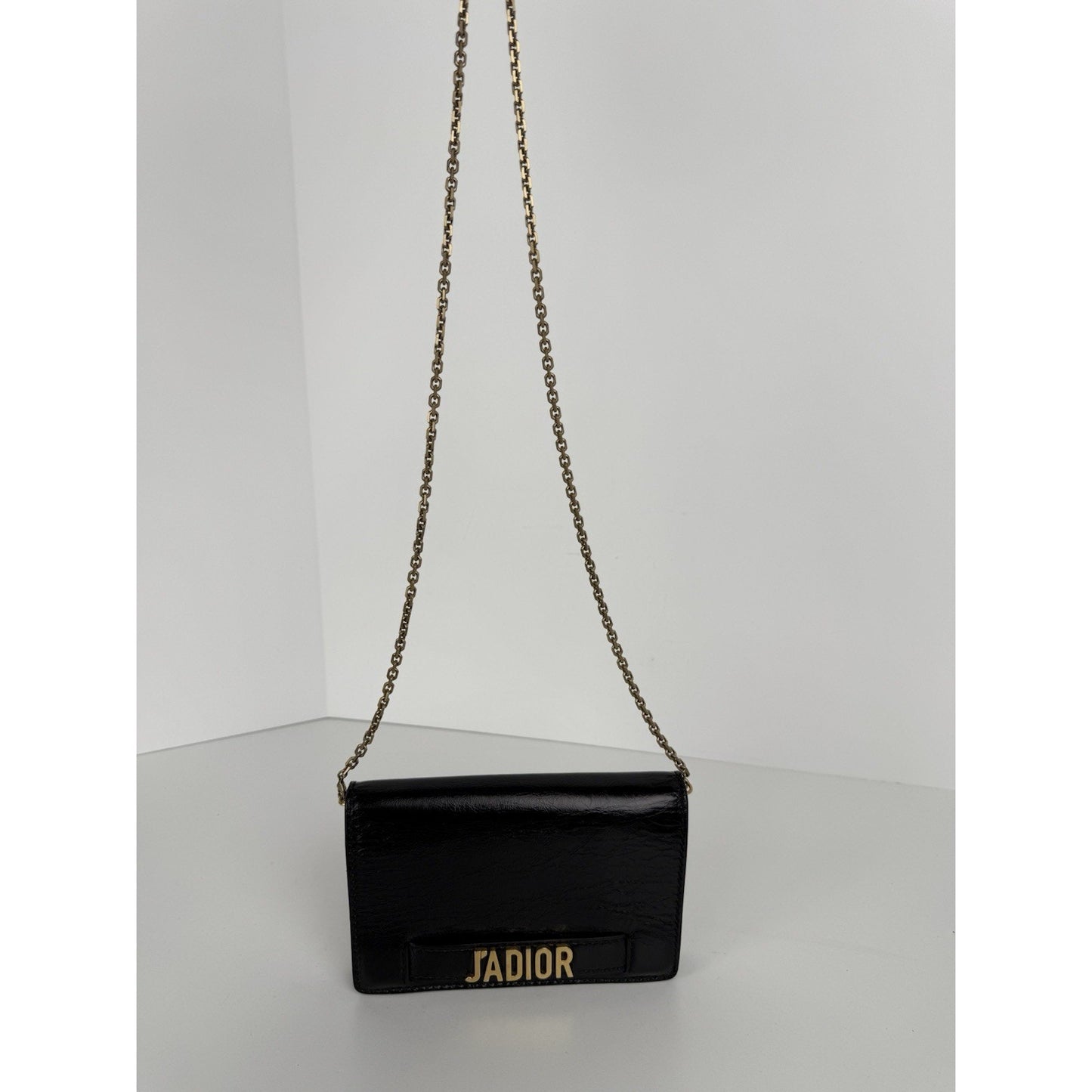 Christian Dior Black Calfskin Leather J'ADIOR Wallet on Chain Clutch Bag