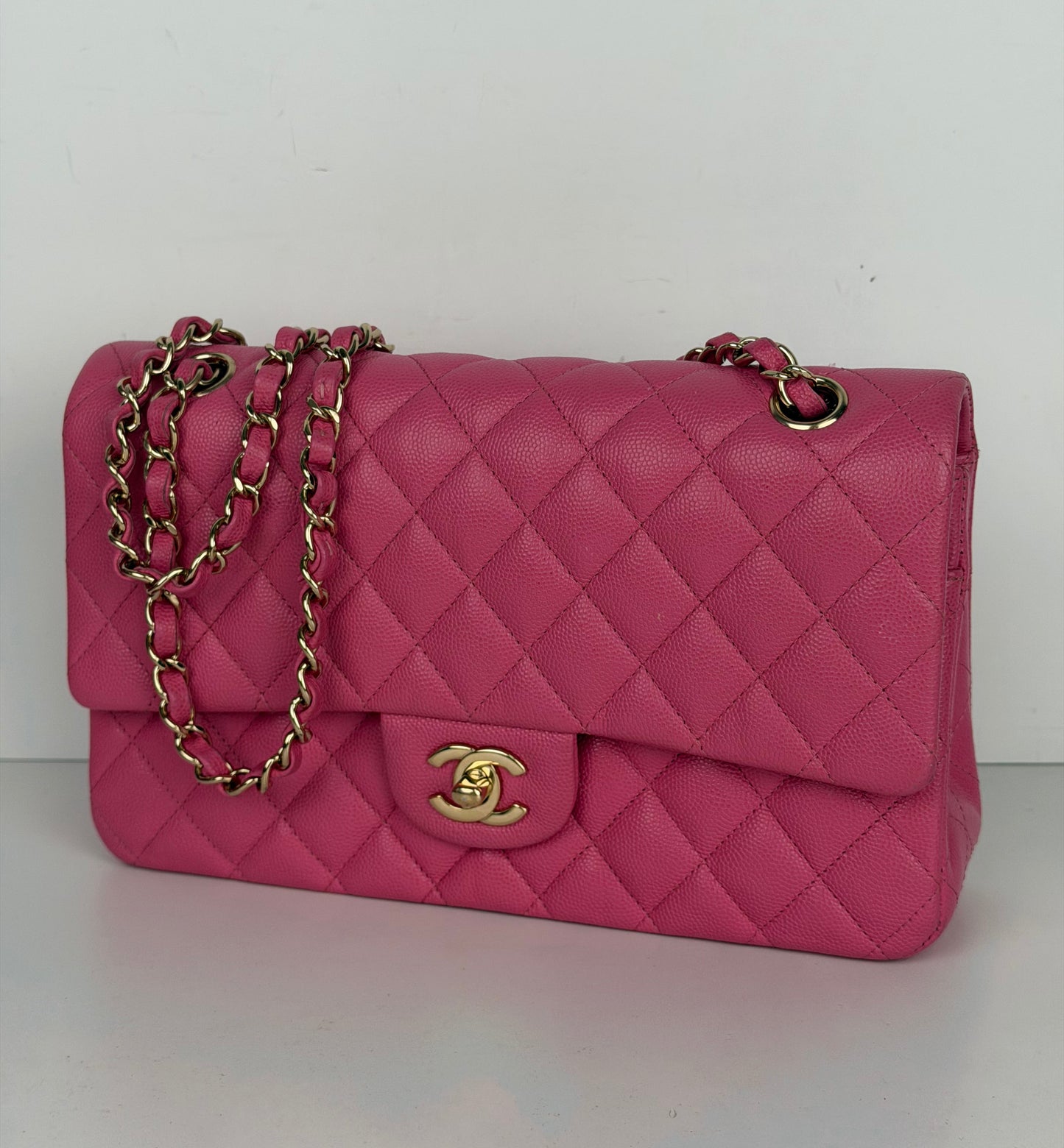 Chanel Classic Double Flap Bag Small in Pink Caviar Leather 2019 YE-1
