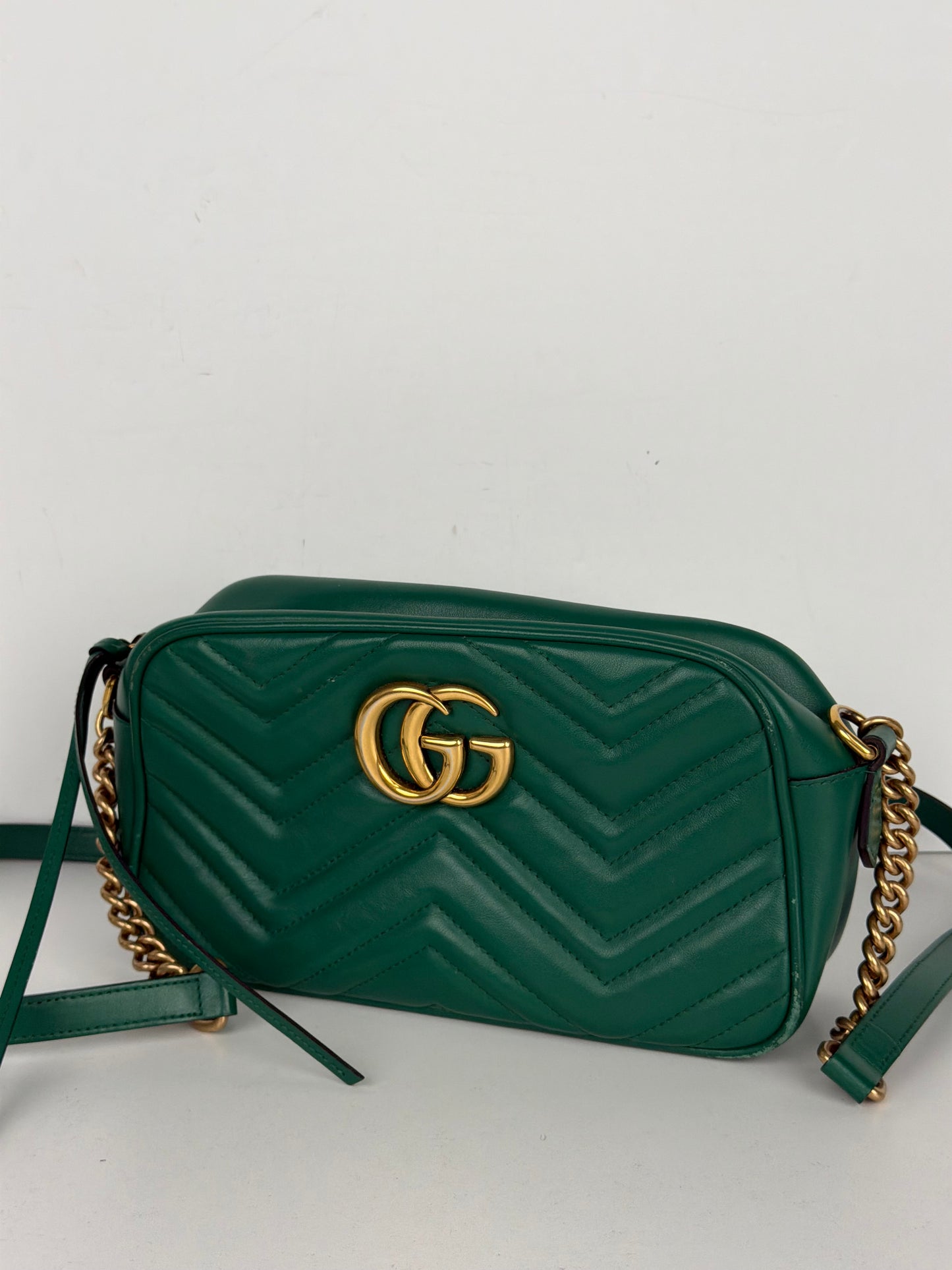 Gucci GG Marmont Shoulder Bag Small in Green Quilted Leather Y-20
