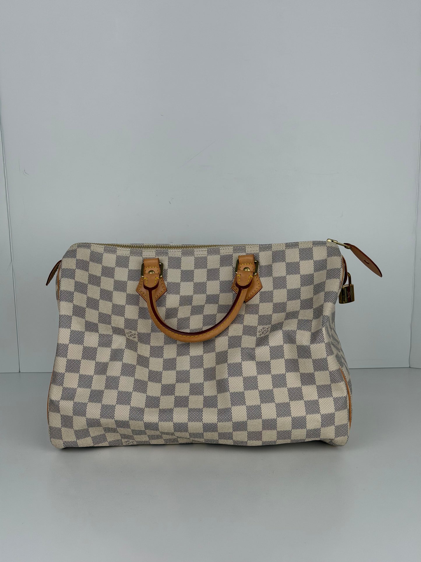Louis Vuitton Speedy Handbag 35 in Damier Azur Coated Canvas 2016 YS