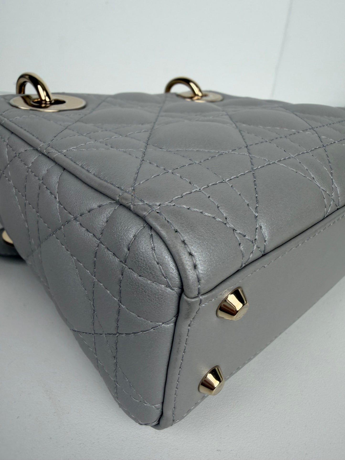 Christian Dior Mini Lady Dior Shoulder Bag Grey