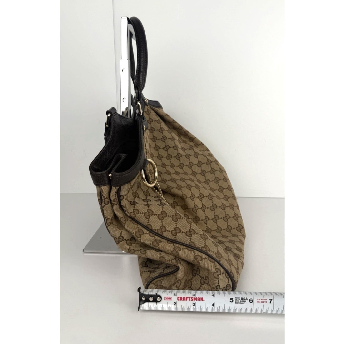 Gucci Sukey Tote Handbag Large in Brown GG Monogram Canvas with Magnetic Snap S