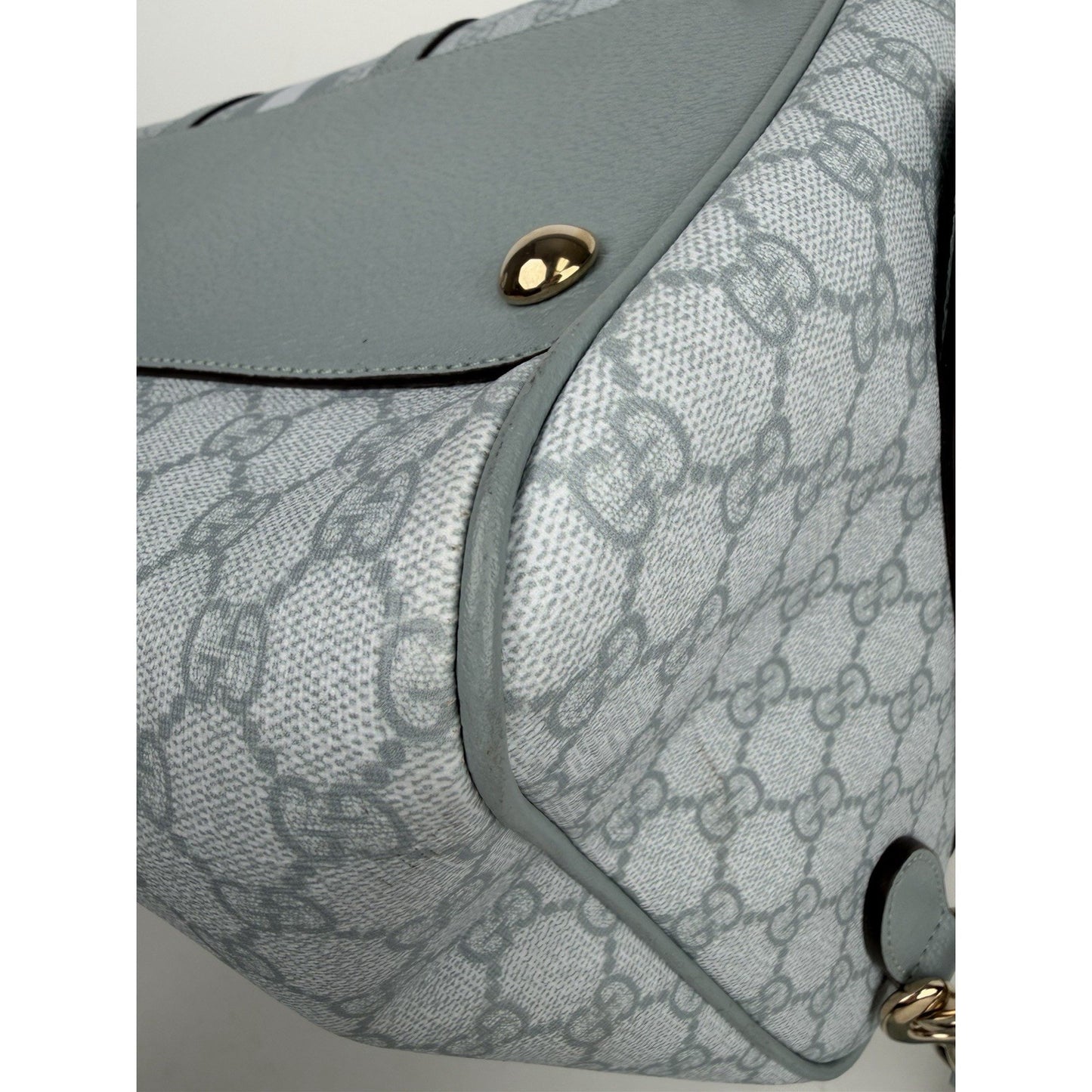 Gucci Ophidia Medium Duffle Bag in Blue GG Supreme Canvas and Leather