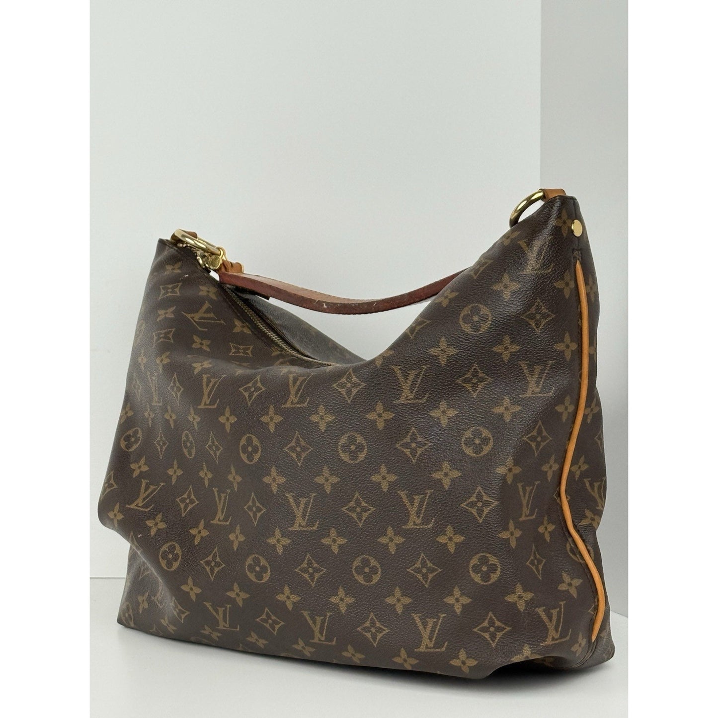 Louis Vuitton Sully Brown Monogram Canvas Hobo Bag