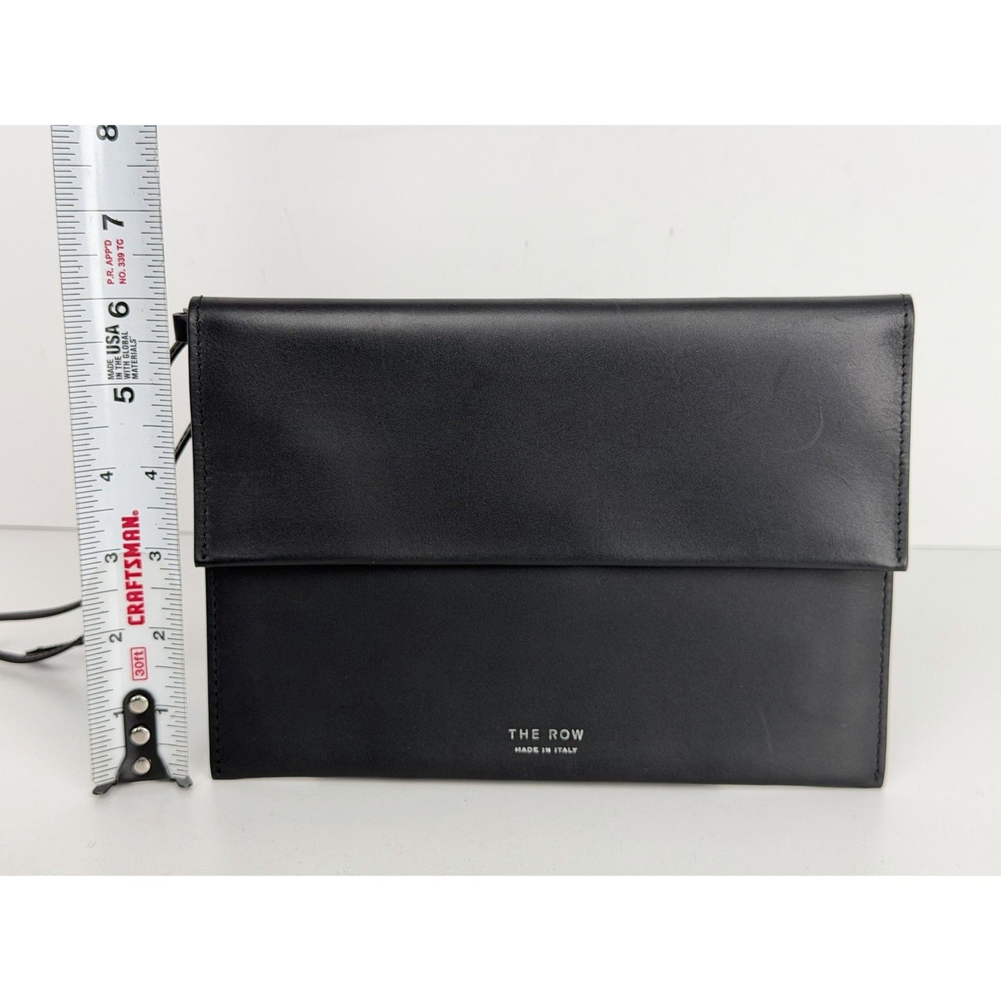 The Row Black Leather Wristlet Women Clutch
