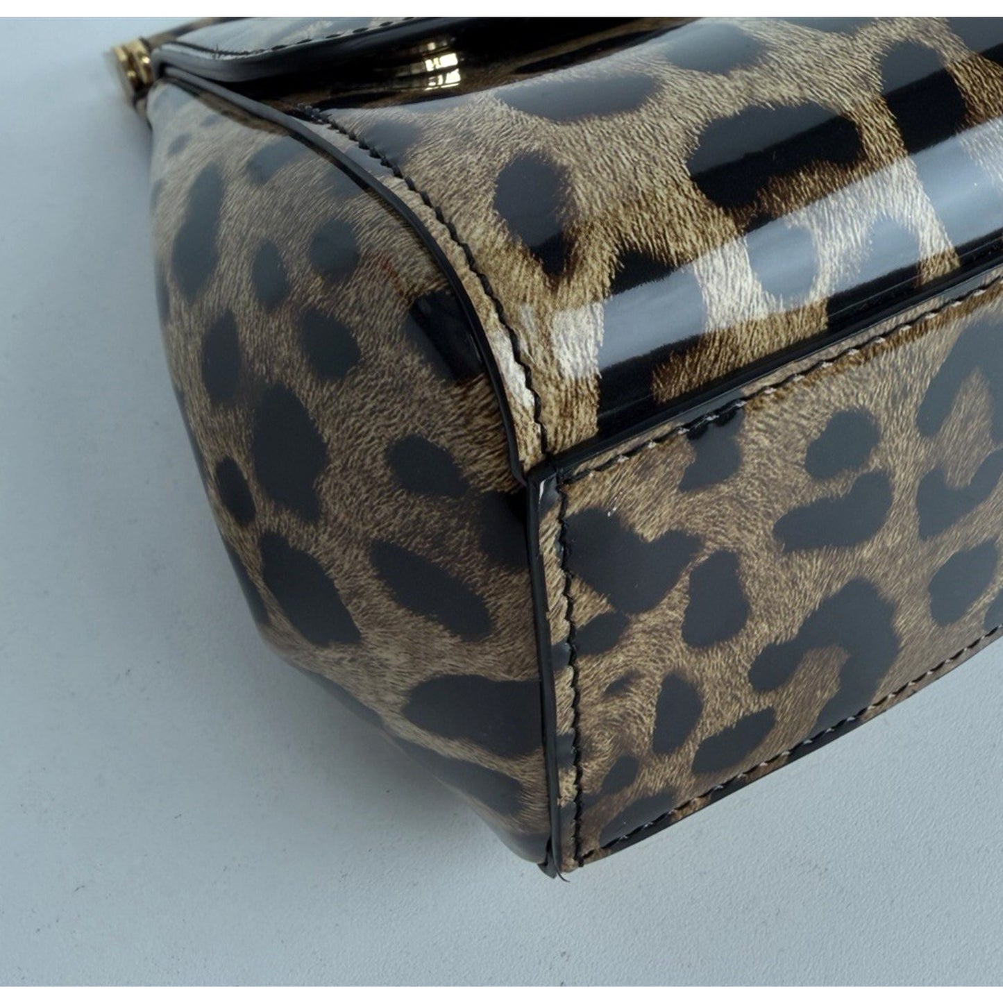 Dolce & Gabbana Medium Sicily Bag in Leopard Print Polished Calfskin Leather B3