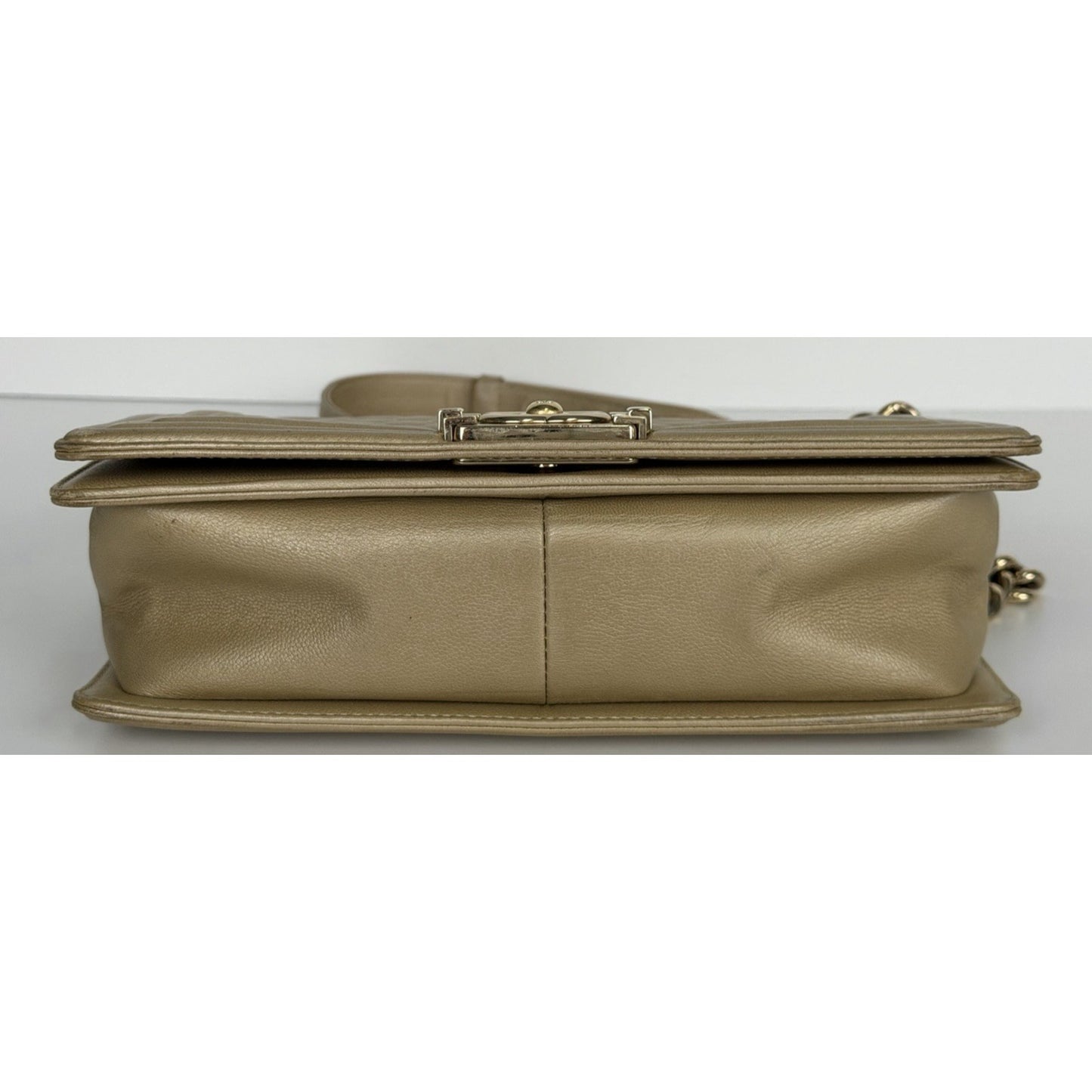 Chanel Medium Boy Flap Bag in Gold or Dark Beige Caviar Leather F1