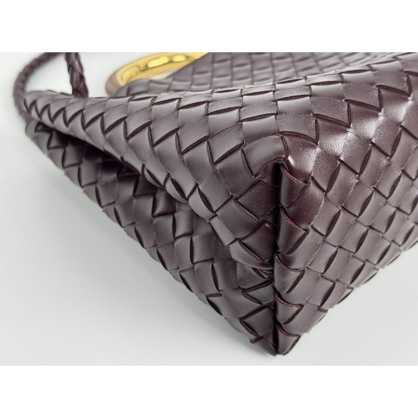 Bottega Veneta Intrecciato Leather Top Handle Bag – Burgundy Gold Hardware C-1