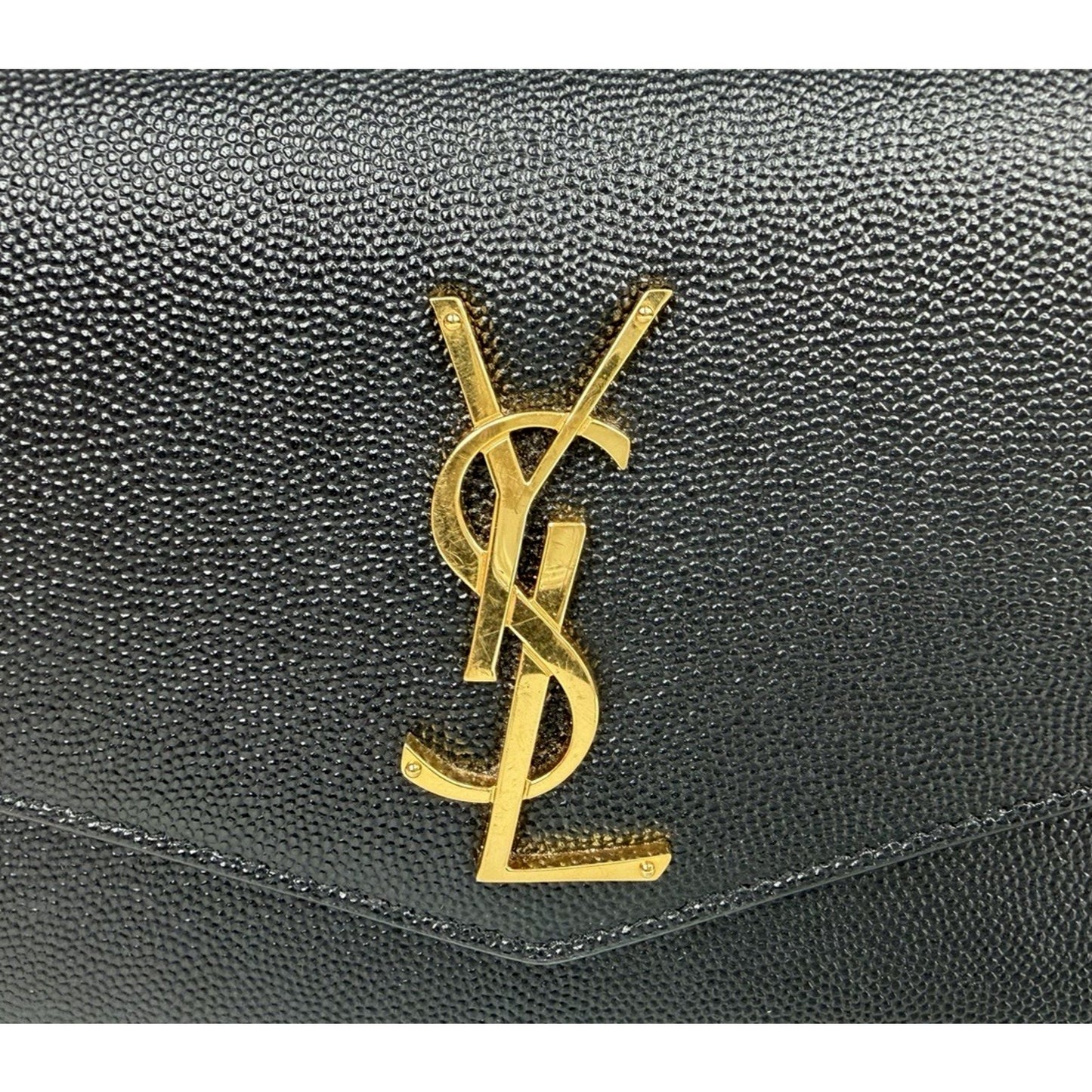 Saint Laurent Uptown Chain Wallet Mini Bag in Black Grain De Poudre Leather S08