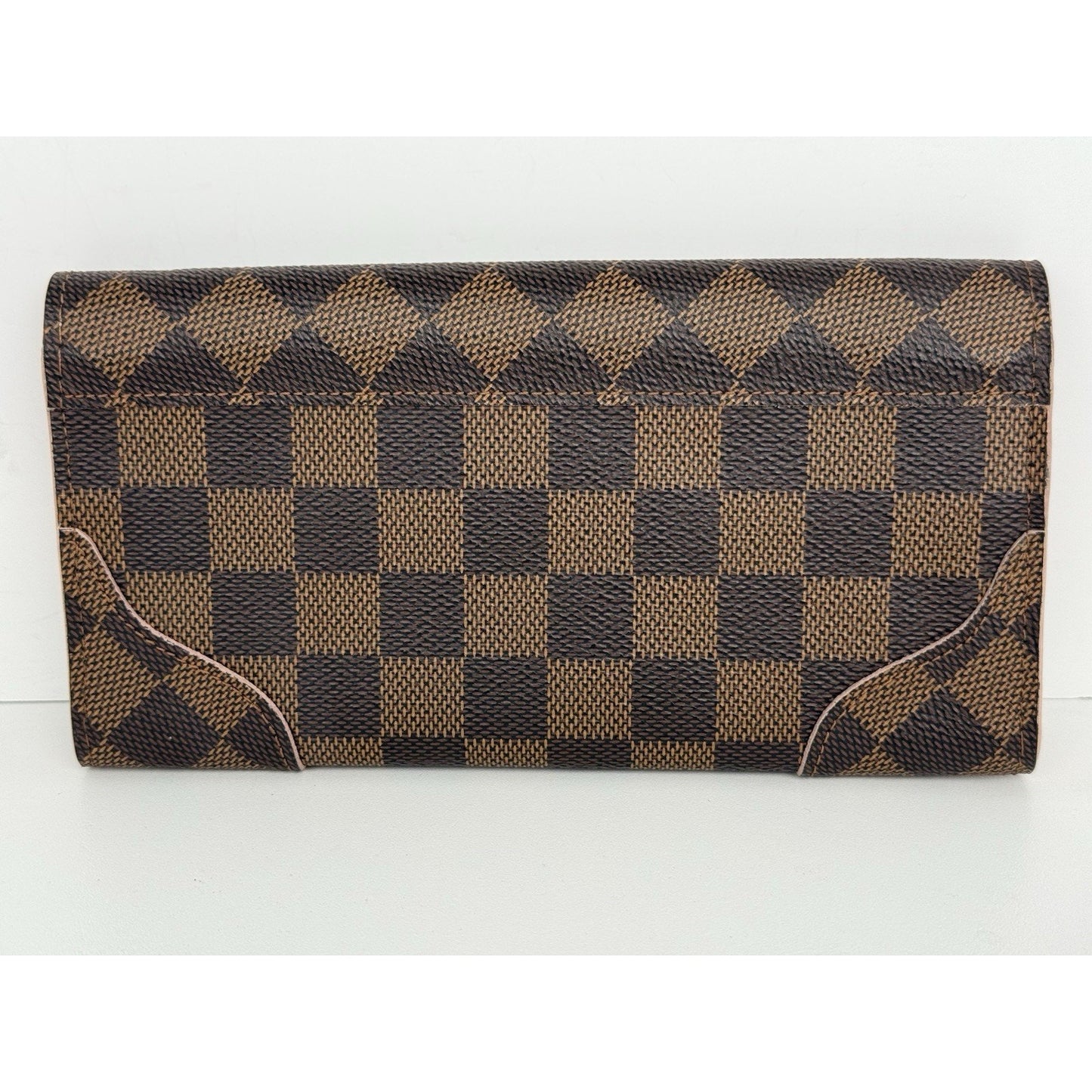 Louis Vuitton Damier Ebene Caïssa Wallet Rose Ballerine with Gold Hardware