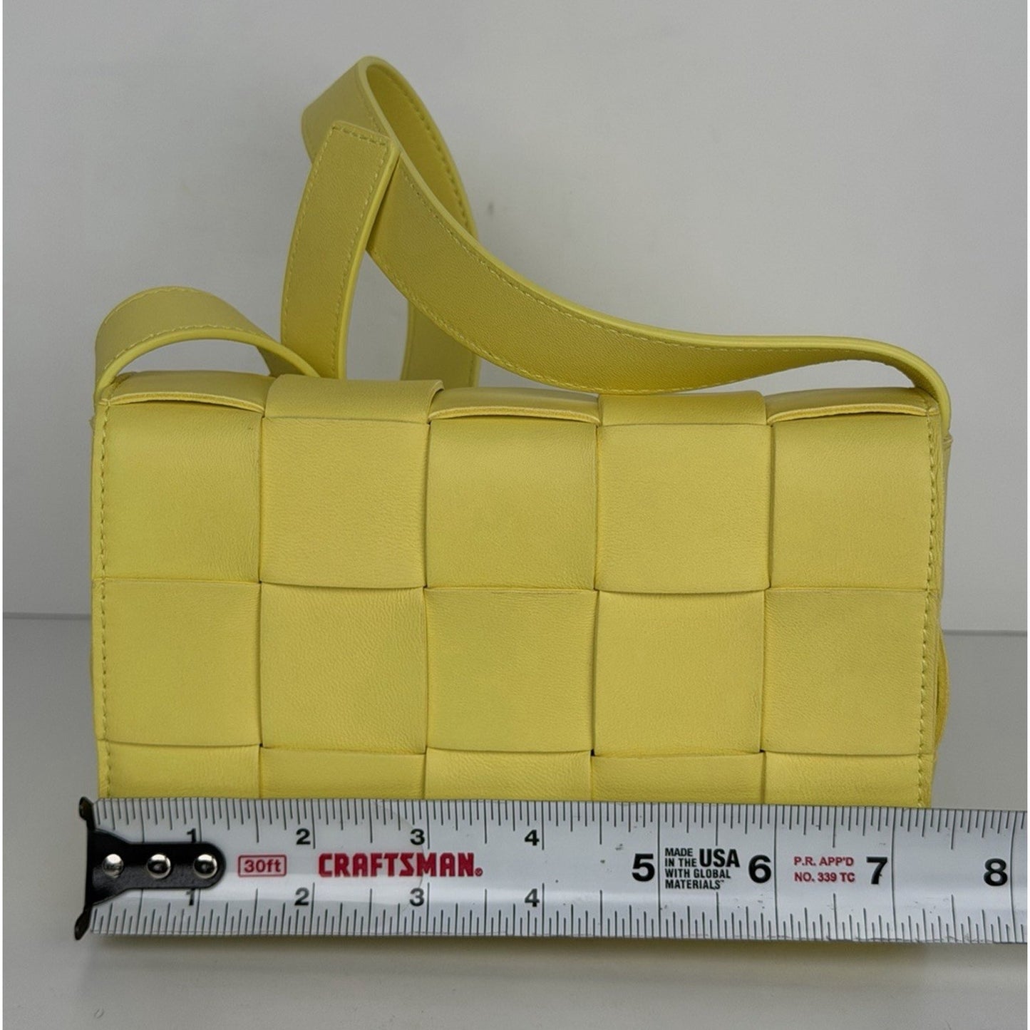 Bottega Veneta Cassette Crossbody Bag in Yellow Intrecciato Lambskin Leather