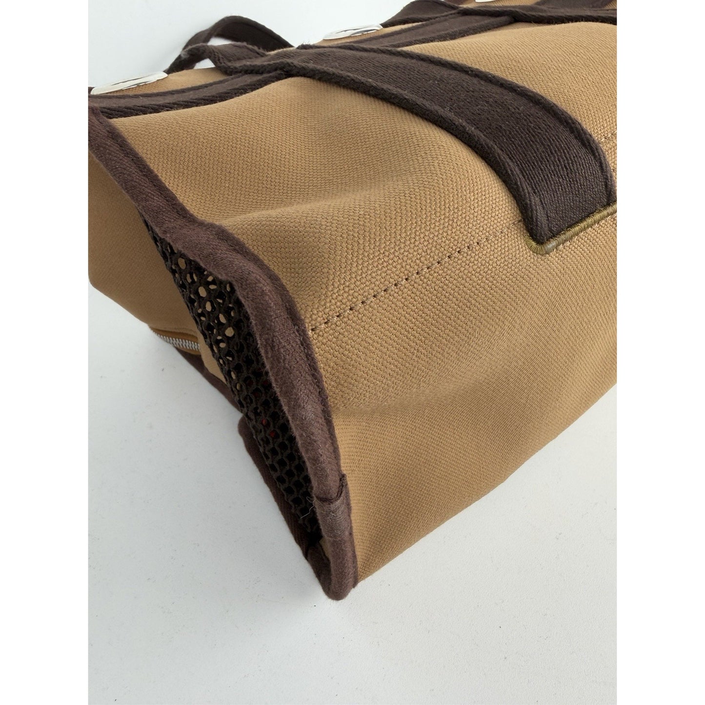 Hermes Toile Carrying Bag in Brown Breathable Canvas for Small Dogs 2022 E-4