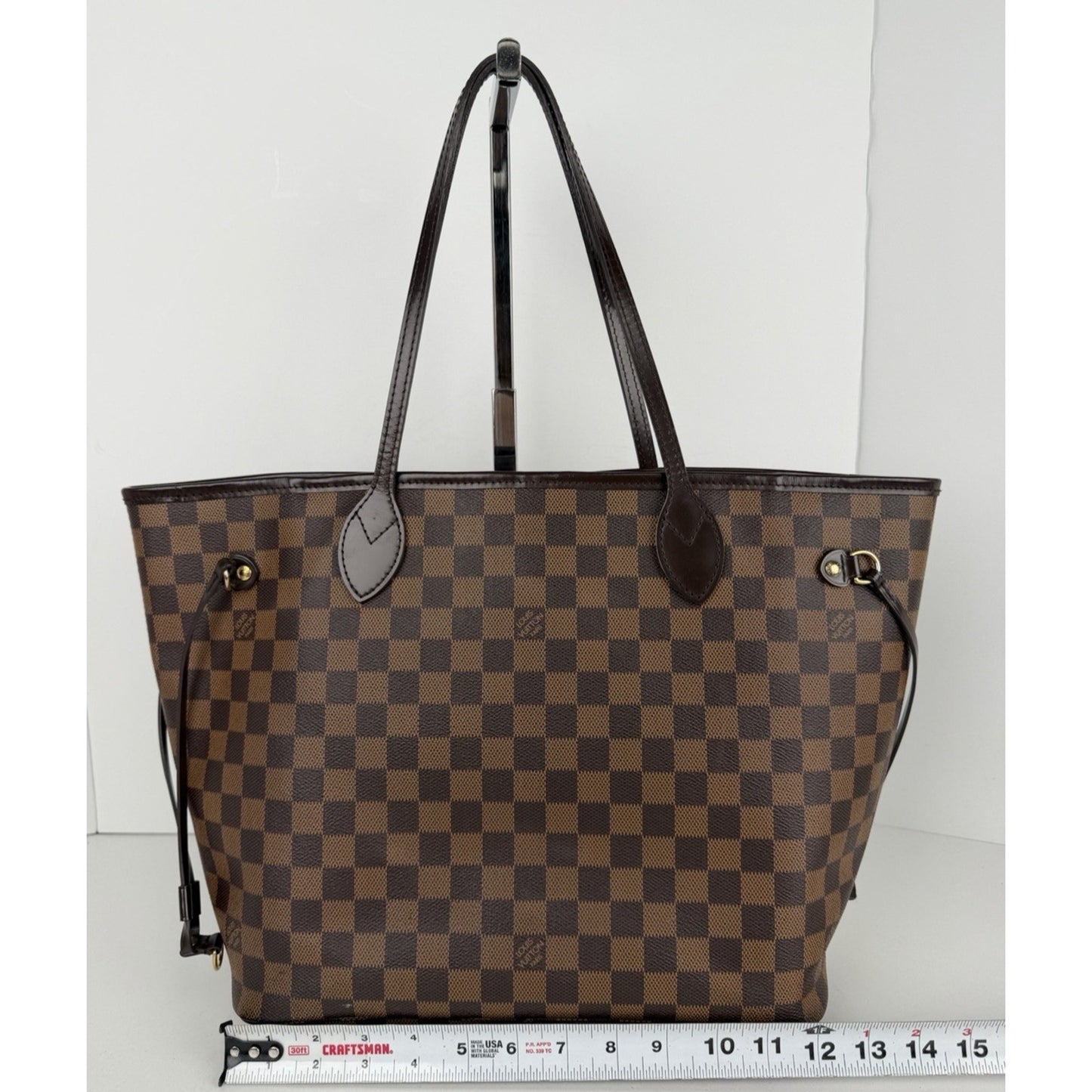 Louis Vuitton Neverfull MM Tote Bag in Damier Ebene Coated Canvas 2016 S09