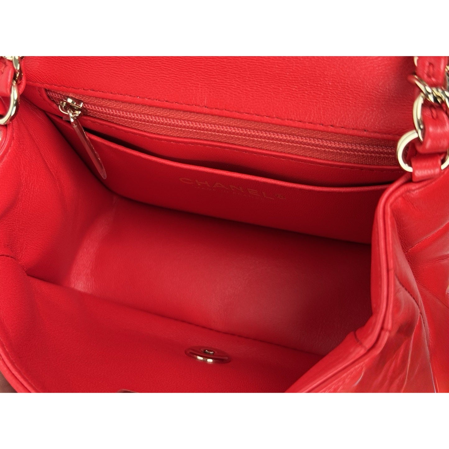 Chanel Lambskin Resin Crystal Square Quilted Monacoco Mini Flap Red C-6