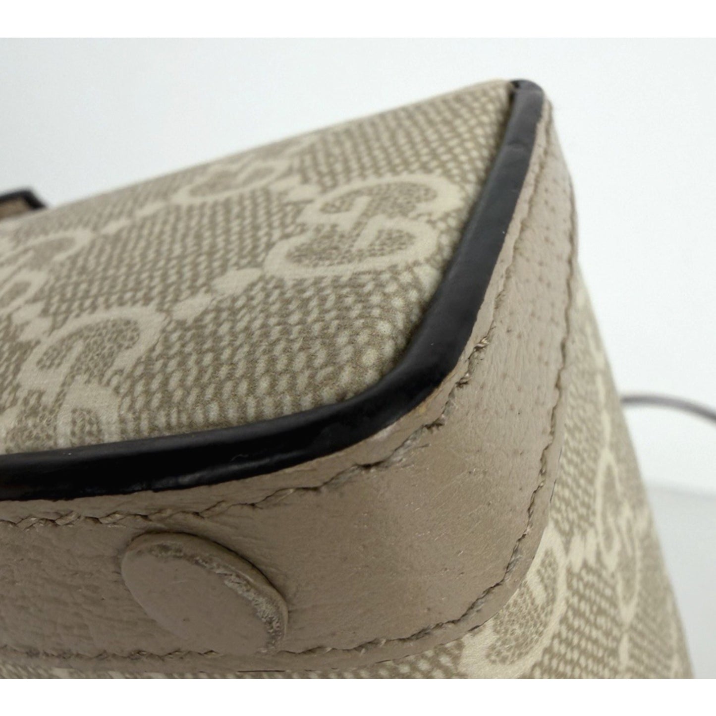 Gucci Horsebit 1955 Mini Bag in Beige and White GG Supreme Coated Canvas S