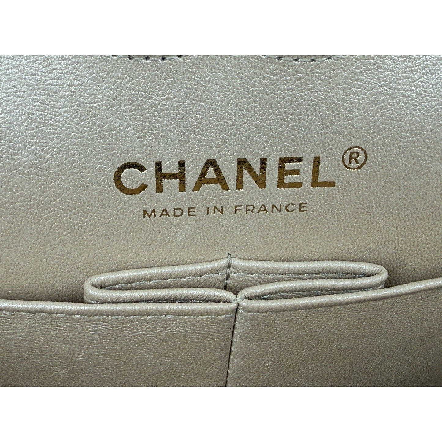 Chanel Timeless Classic Medium Double Flap Bag Beige Caviar Leather B-4