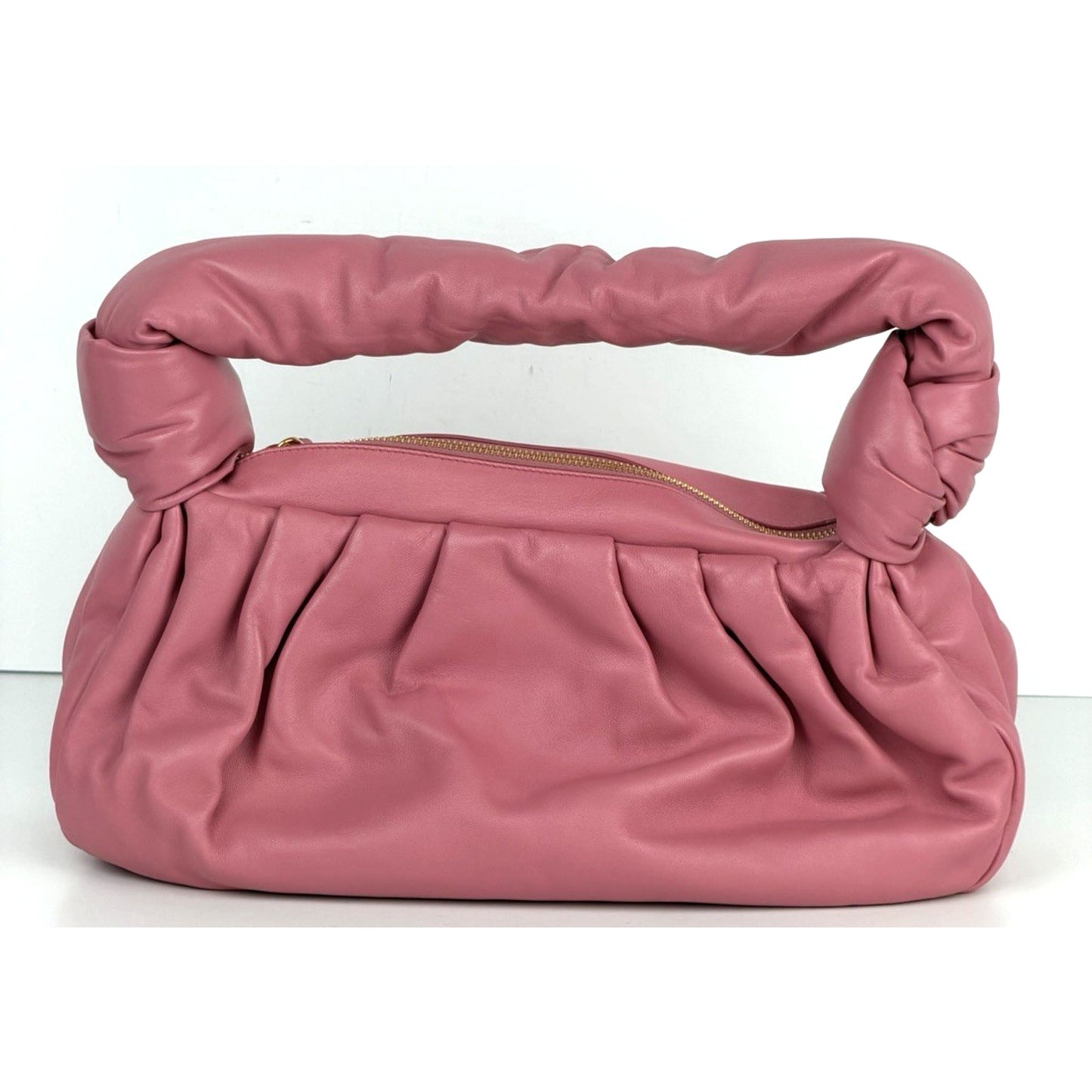 Miu Miu Nappa Knot Top Handle Shoulder Large Puffer Bag in Pink S-15