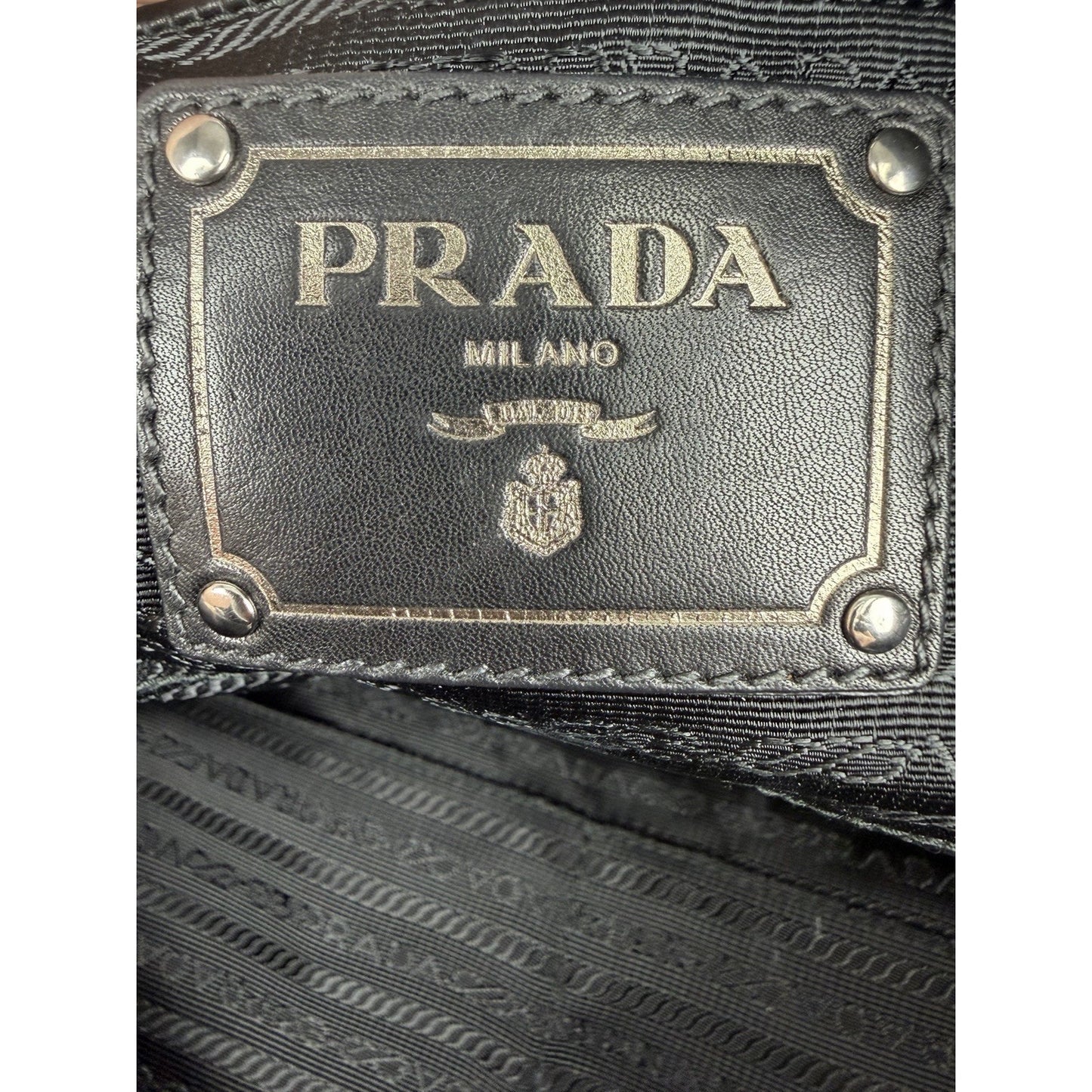 Prada Buckle L Bowler Two-Way Shoulder Bag in Black Soft Calfskin Leather S-07