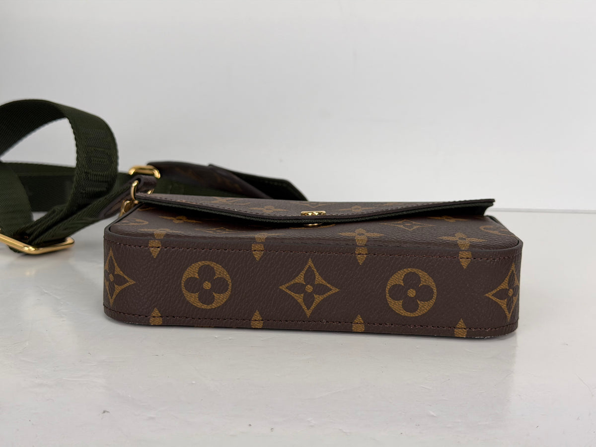 Louis Vuitton Felicie Strap & Go Crossbody Bag in Khaki & Brown Monogram Coated Canvas NFC YC7