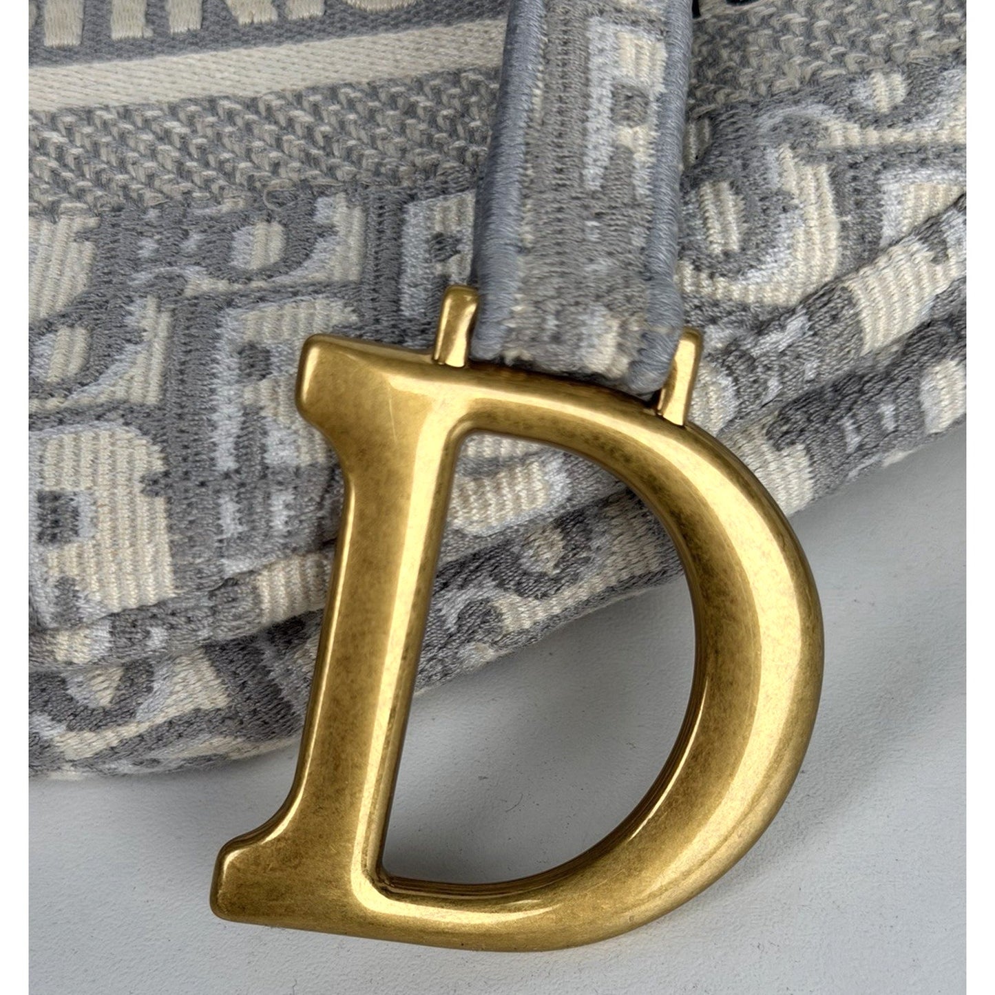 Christian Dior Oblique Embroidered Saddle Bag in Gray Canvas 2021 D8