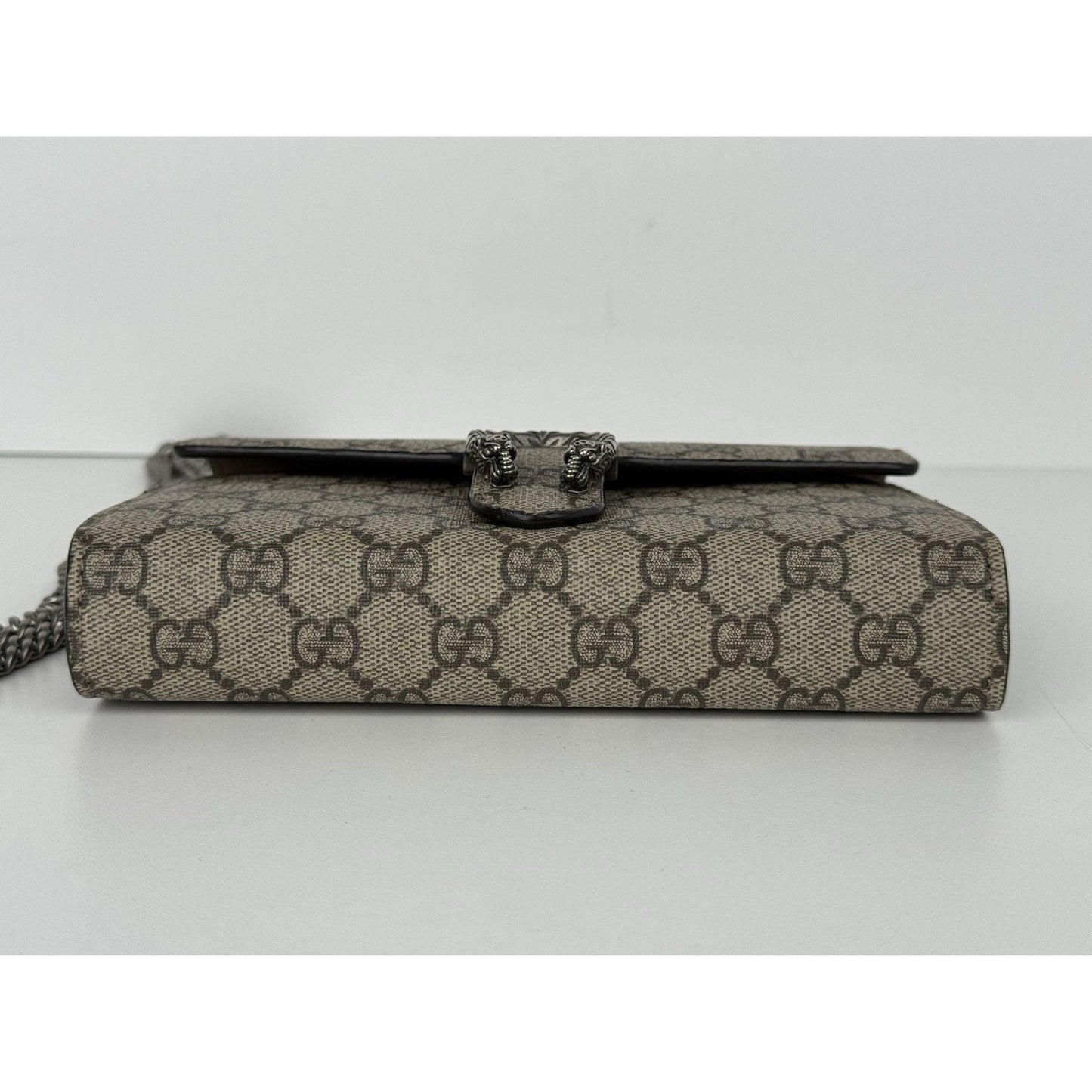 GUCCI Dionysus Supreme Canvas Wallet on Chain Crossbody Bag in Beige/Ebony