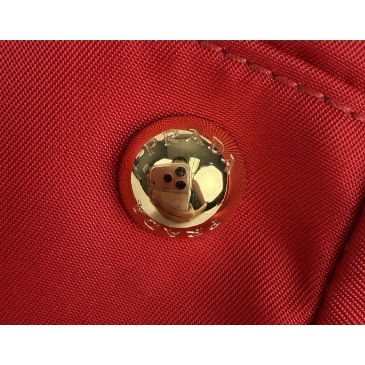 Prada Tessuto Nylon Medium Tote Bag in Red with Saffiano Leather Trim S11