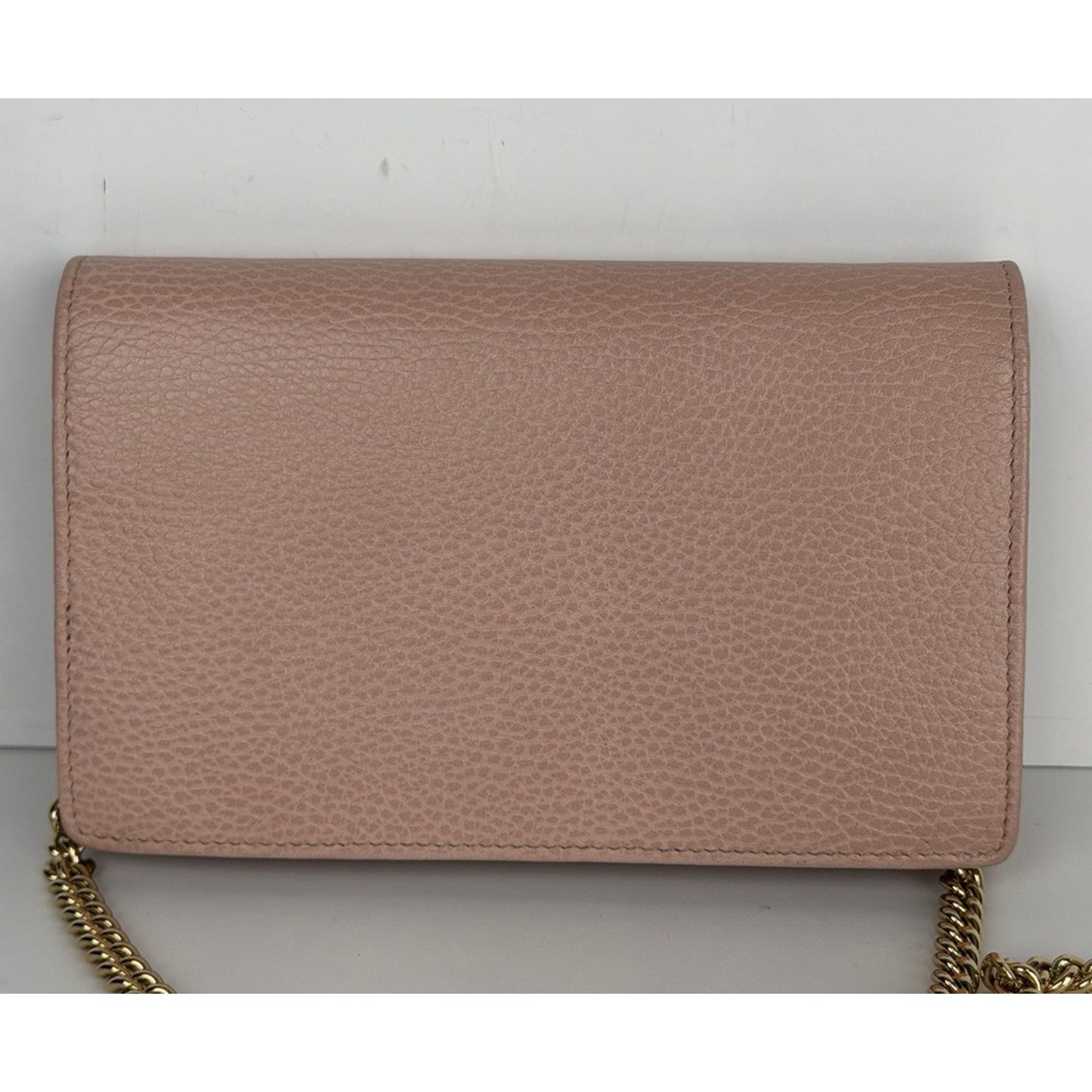 Gucci GG Marmont Leather Wallet on Chain Distinctive Quilted Pink Leather S07