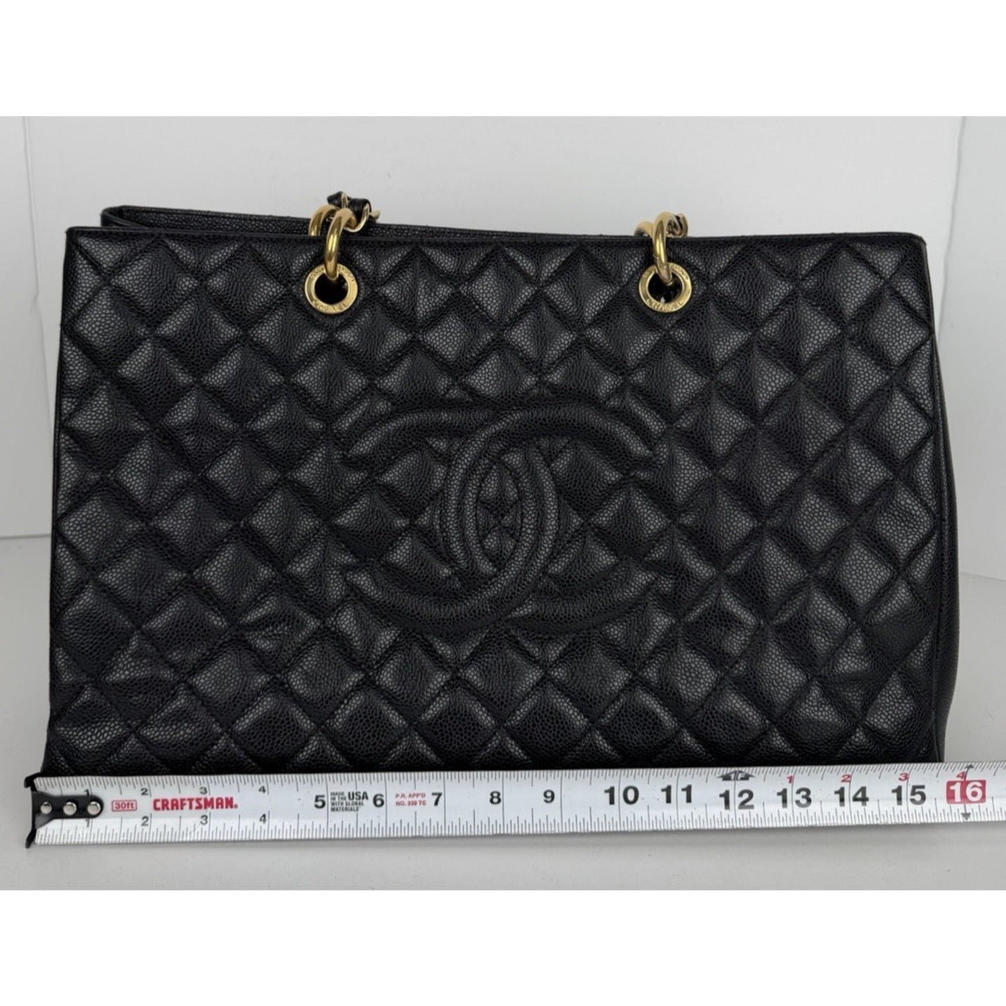 Chanel Grand Shopping Tote XL Bag in Black Quilted Caviar Leather 2013 D6