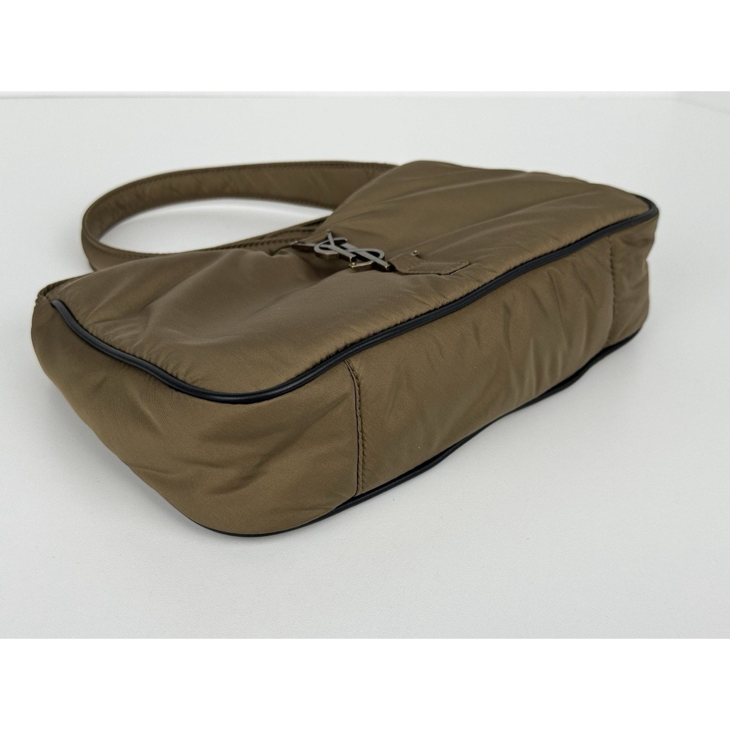 Saint Laurent Le 5 À 7 Hobo Bag Green Econyl Nylon with Bronze Hardware C-6