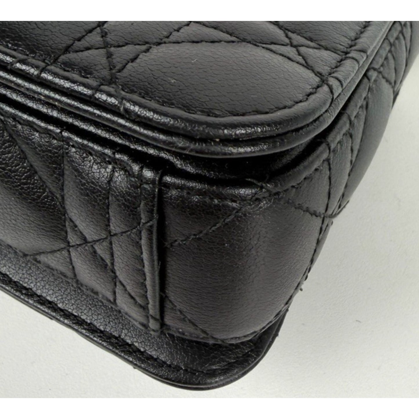 Dior Cannage Jolie Top Handle Small Bag in Black Calfskin with "CD" Clasp S-07