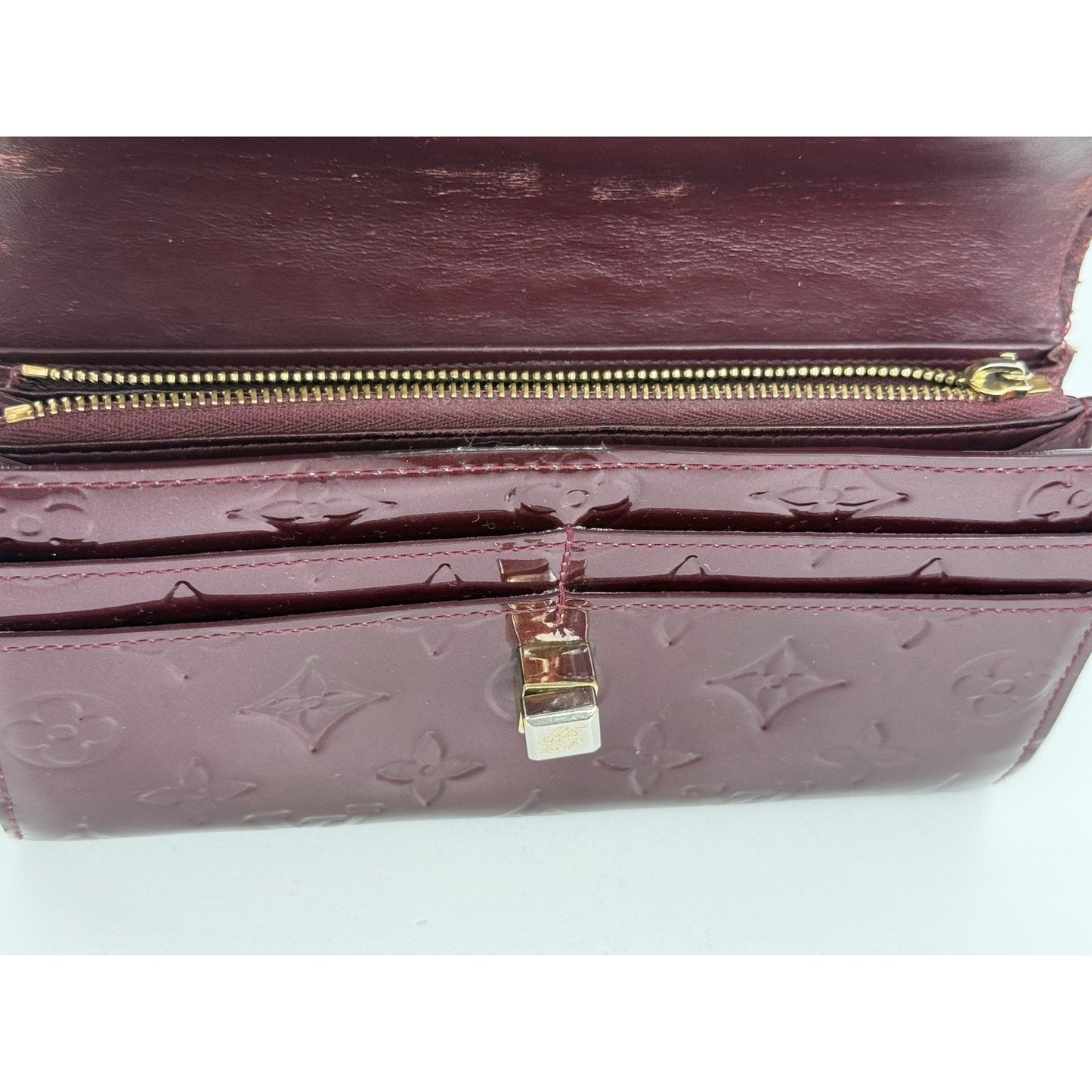 Louis Vuitton Monogram Vernis Sarah Noeud Bow Flap Wallet Rouge Fauviste