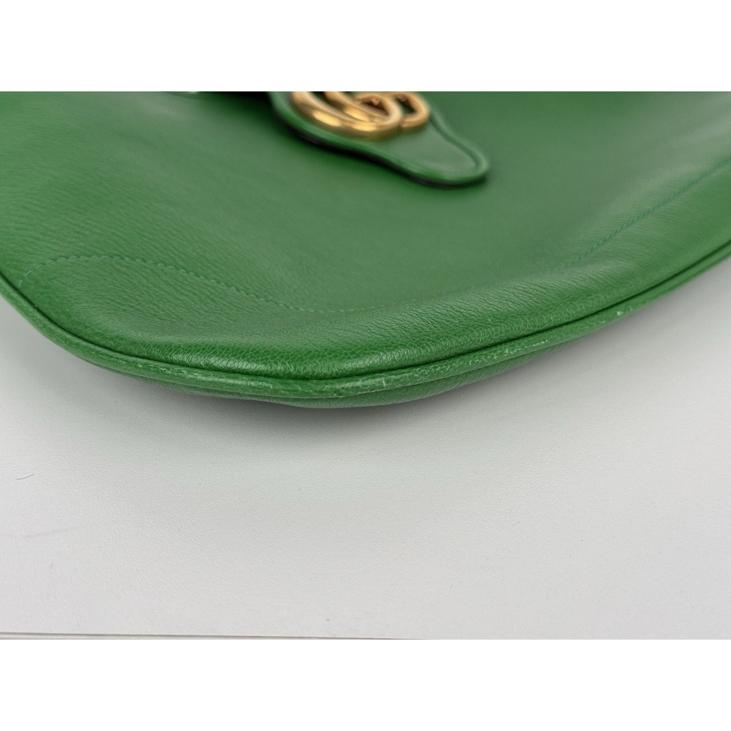 GUCCI Aphrodite GG 2 Way Shoulder Bag Green Calfskin Leather
