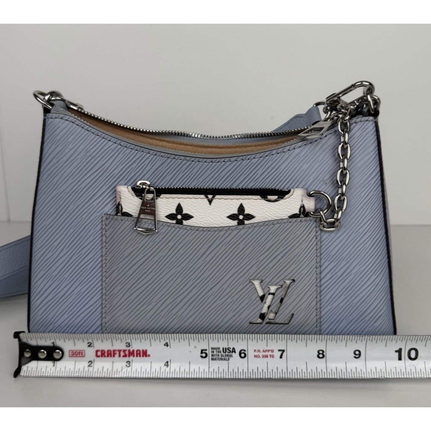 Louis Vuitton Marelle Bag in Bleu Nuage Epi Leather with Detachable Pochette F3