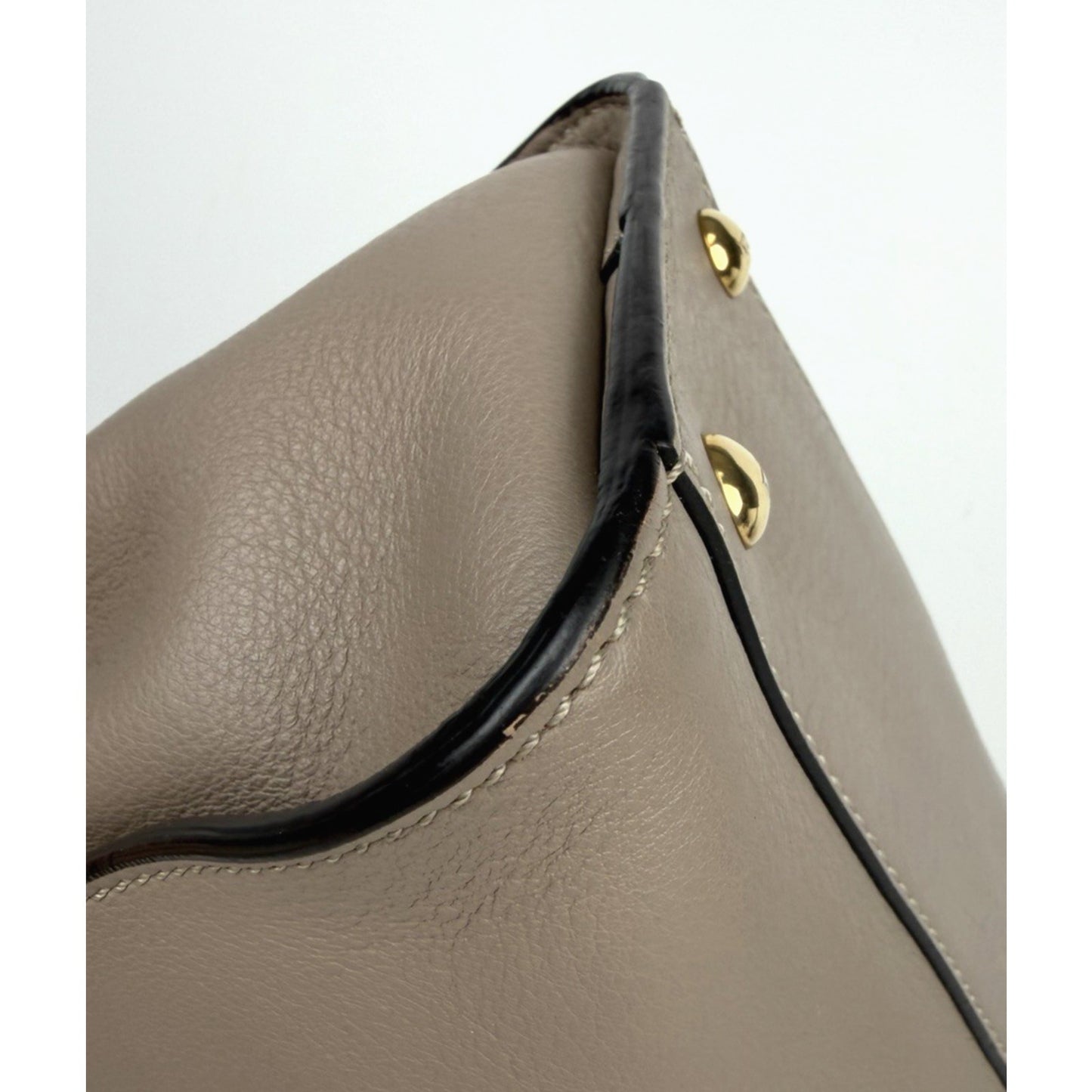 Fendi Vitello Peekaboo Seta Plexiglass Tortoise Medium Satchel Bag Leather D5