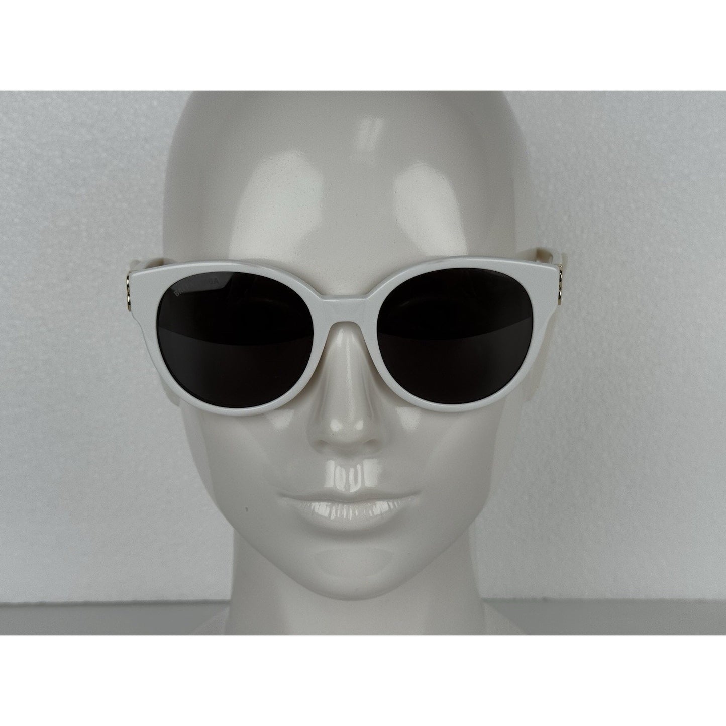 Balenciaga Sunglasses 55mm XL White Frame Gold hardware Black Lenses