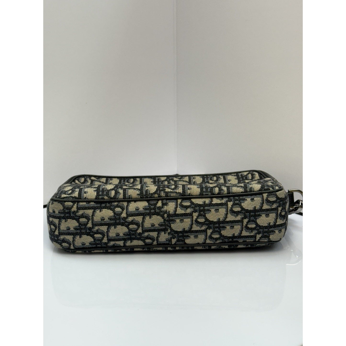 CHRISTIAN DIOR Oblique jacquard Wristlet Pouch Blue