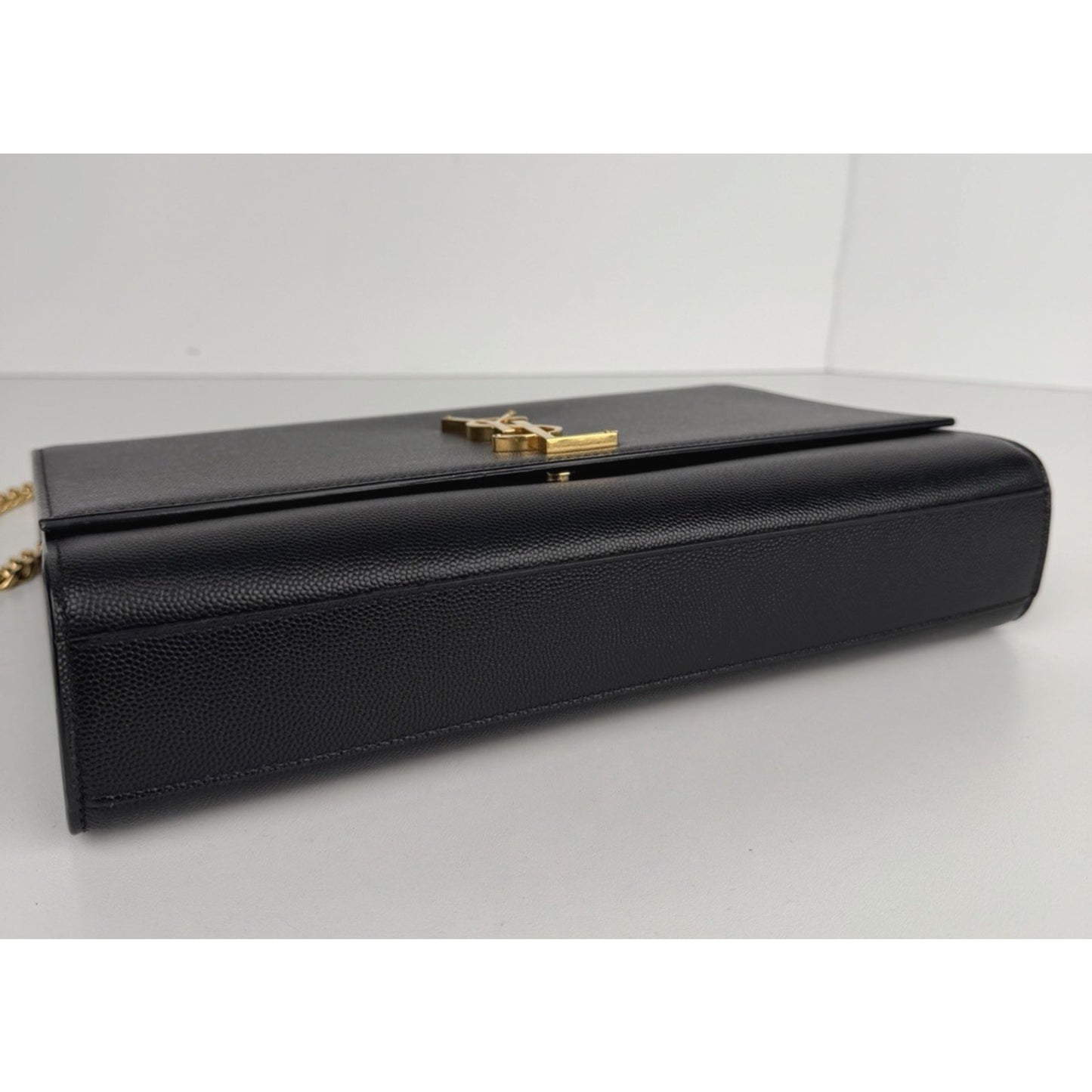 Saint Laurent Grain De Poudre Medium Classic Monogram Kate Satchel Black NFC S