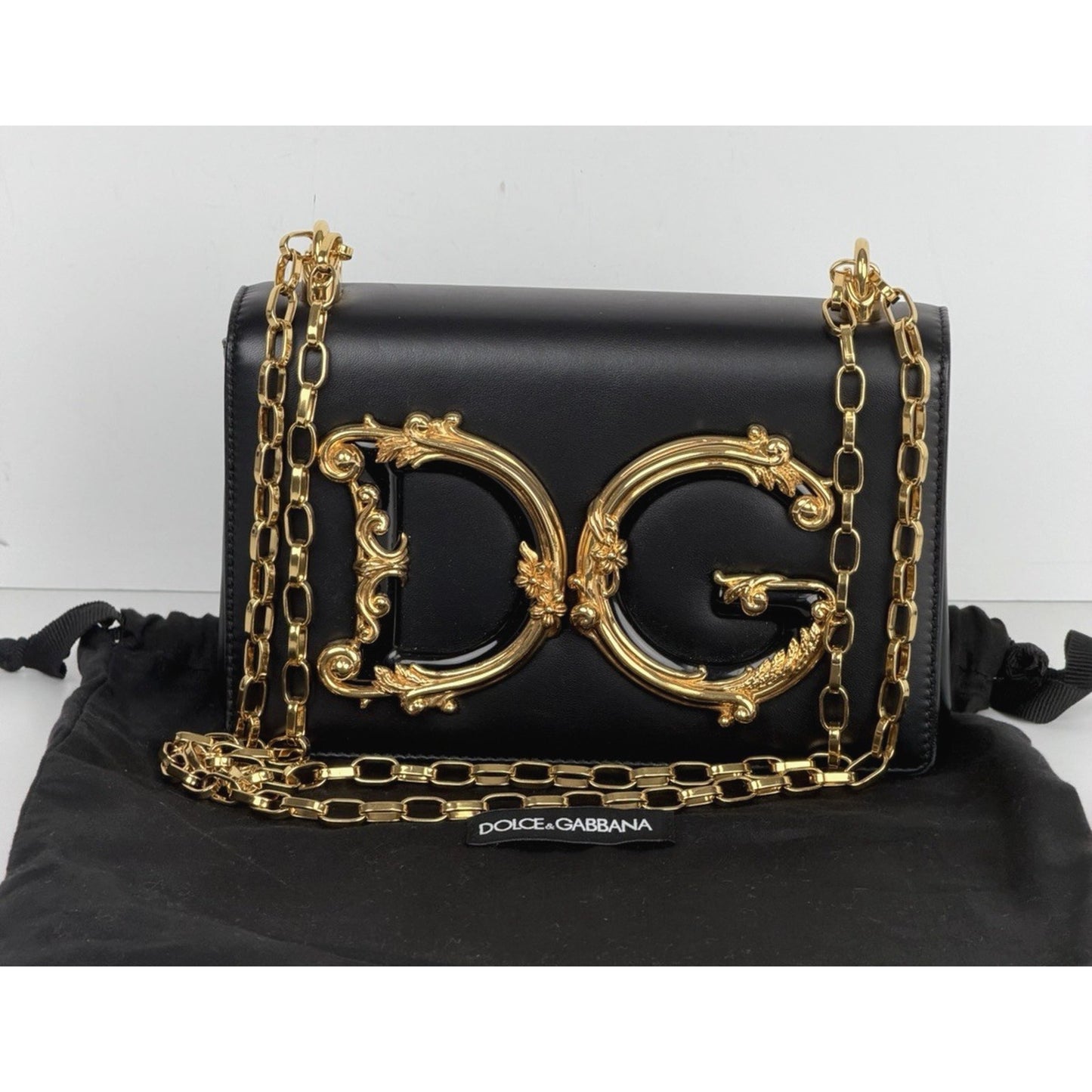 Dolce & Gabbana DG Girls Shoulder Bag Small in Black Leather for Women S15