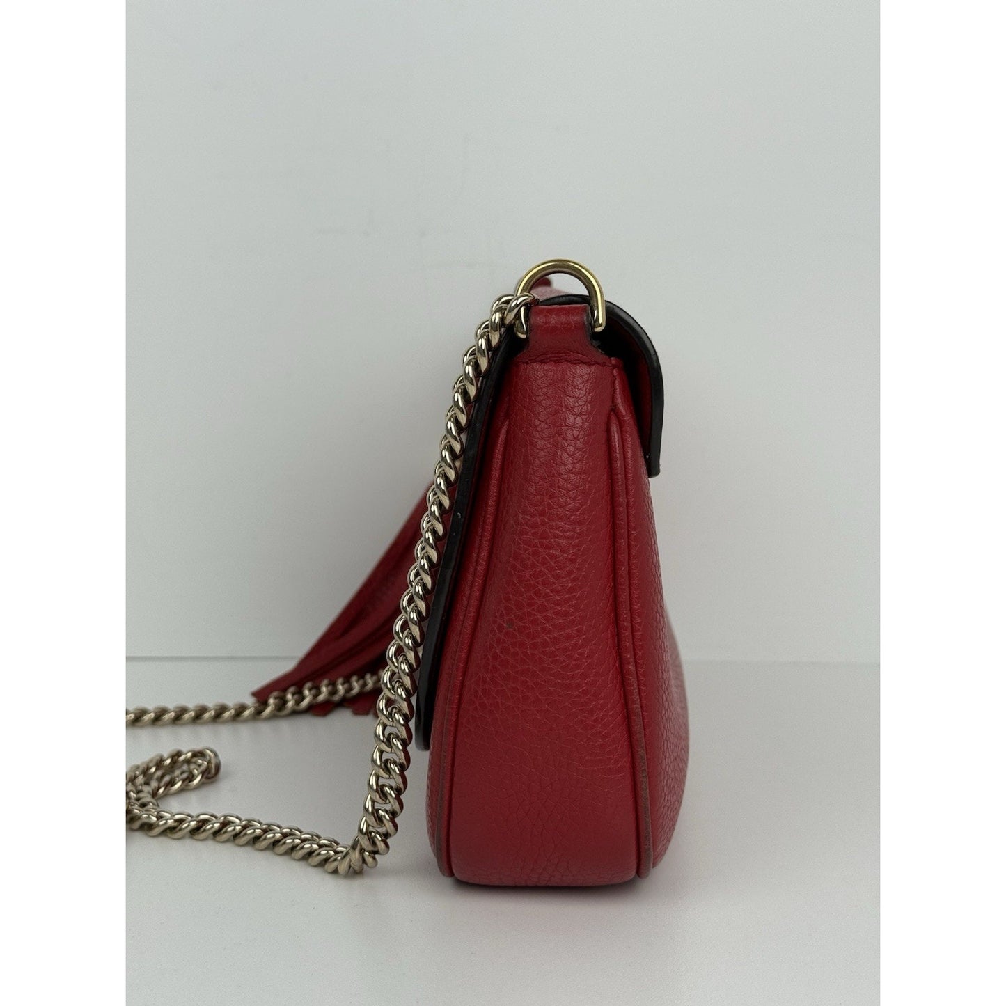 Gucci Soho Red Leather Medium Crossbody Bag with Chain Strap
