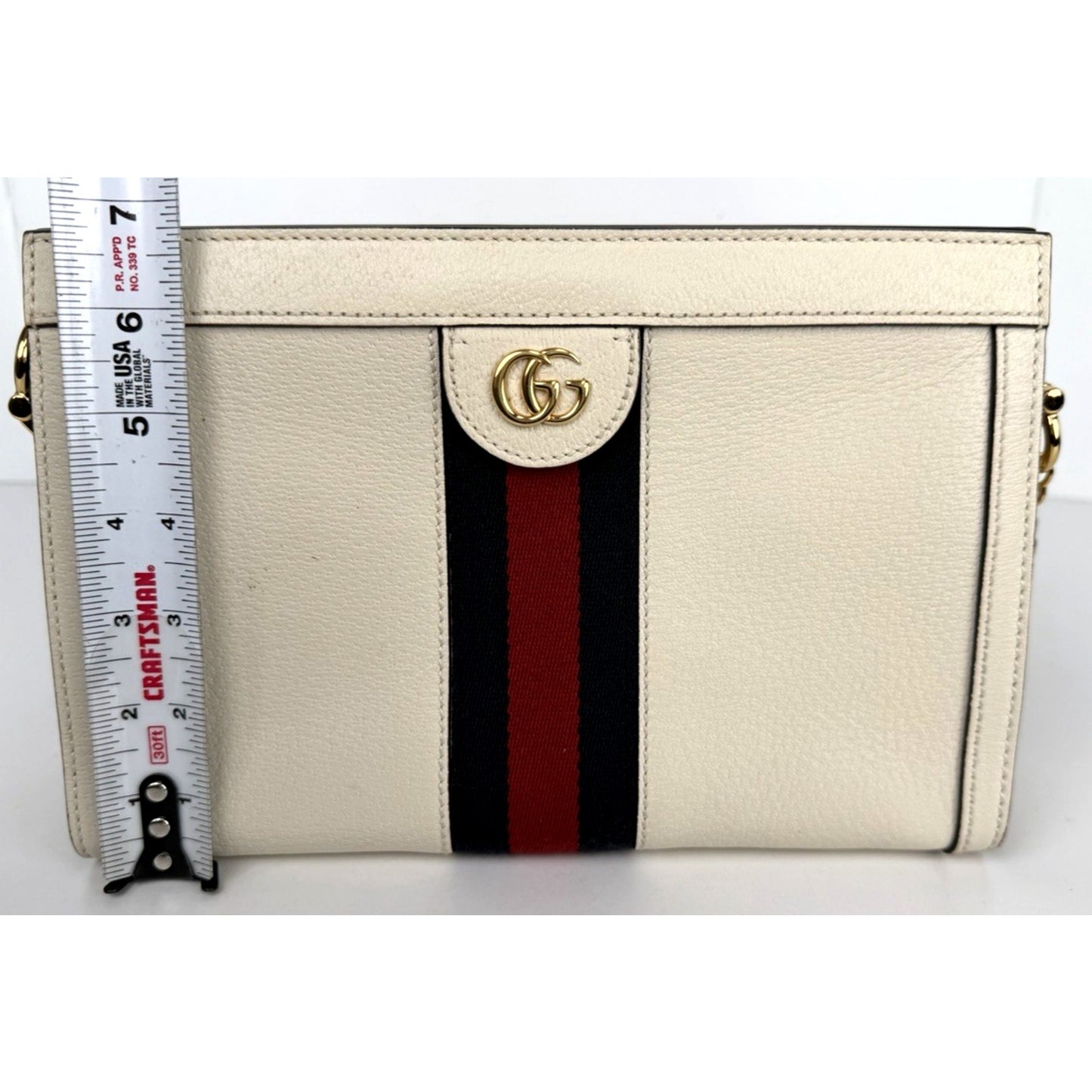 Gucci Ophidia Chain Shoulder Bag Small in White Calfskin Leather S19