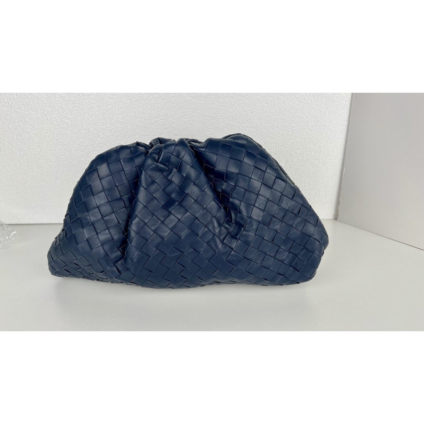 Bottega Veneta The Pouch Intrecciato Leather Blue