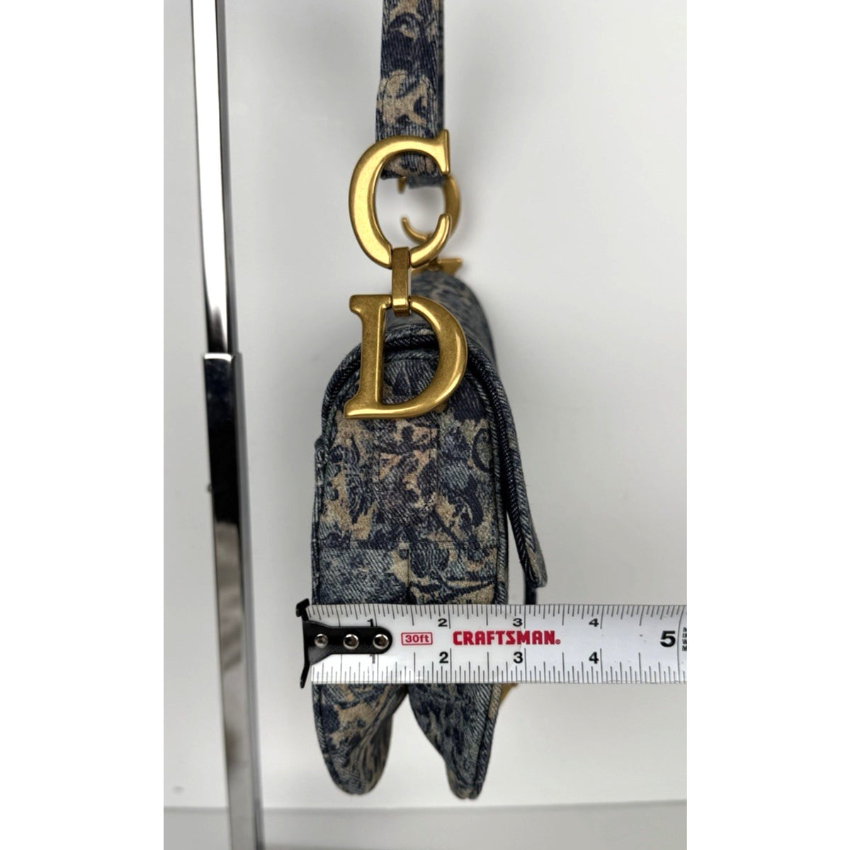 Christian Dior Medium Saddle Bag in Floral Denim Brocade Gold-Tone HW 2022 D4